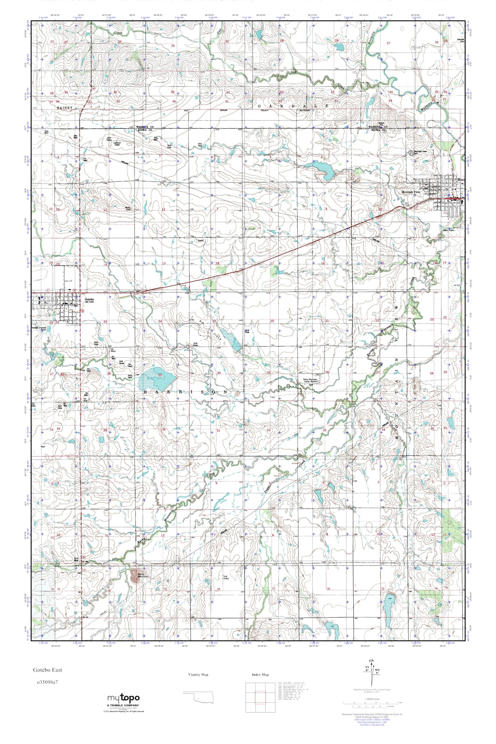 MyTopo Gotebo East, Oklahoma USGS Quad Topo Map