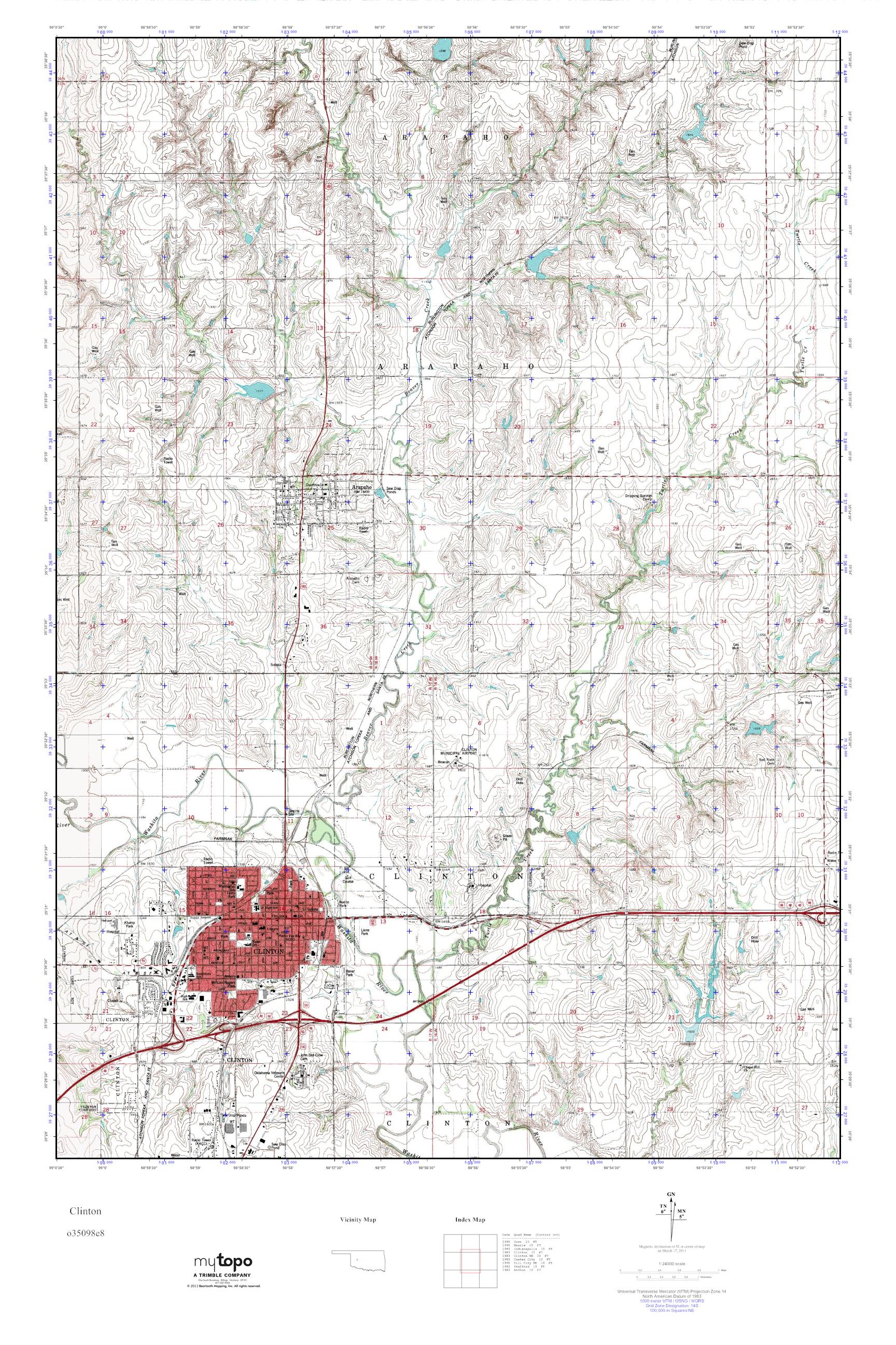 MyTopo Clinton, Oklahoma USGS Quad Topo Map
