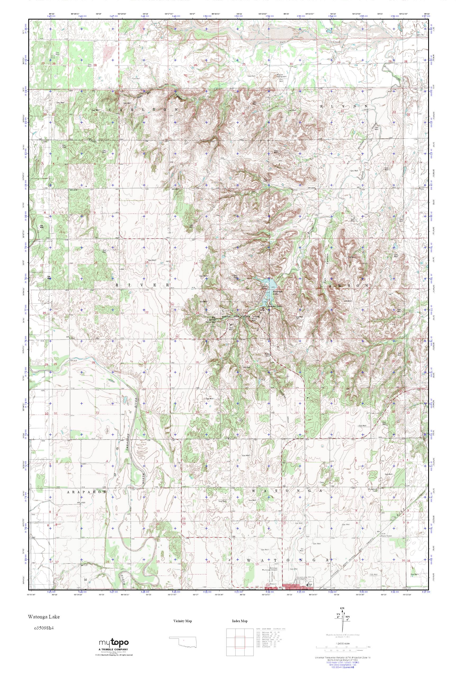 MyTopo Watonga Lake, Oklahoma USGS Quad Topo Map