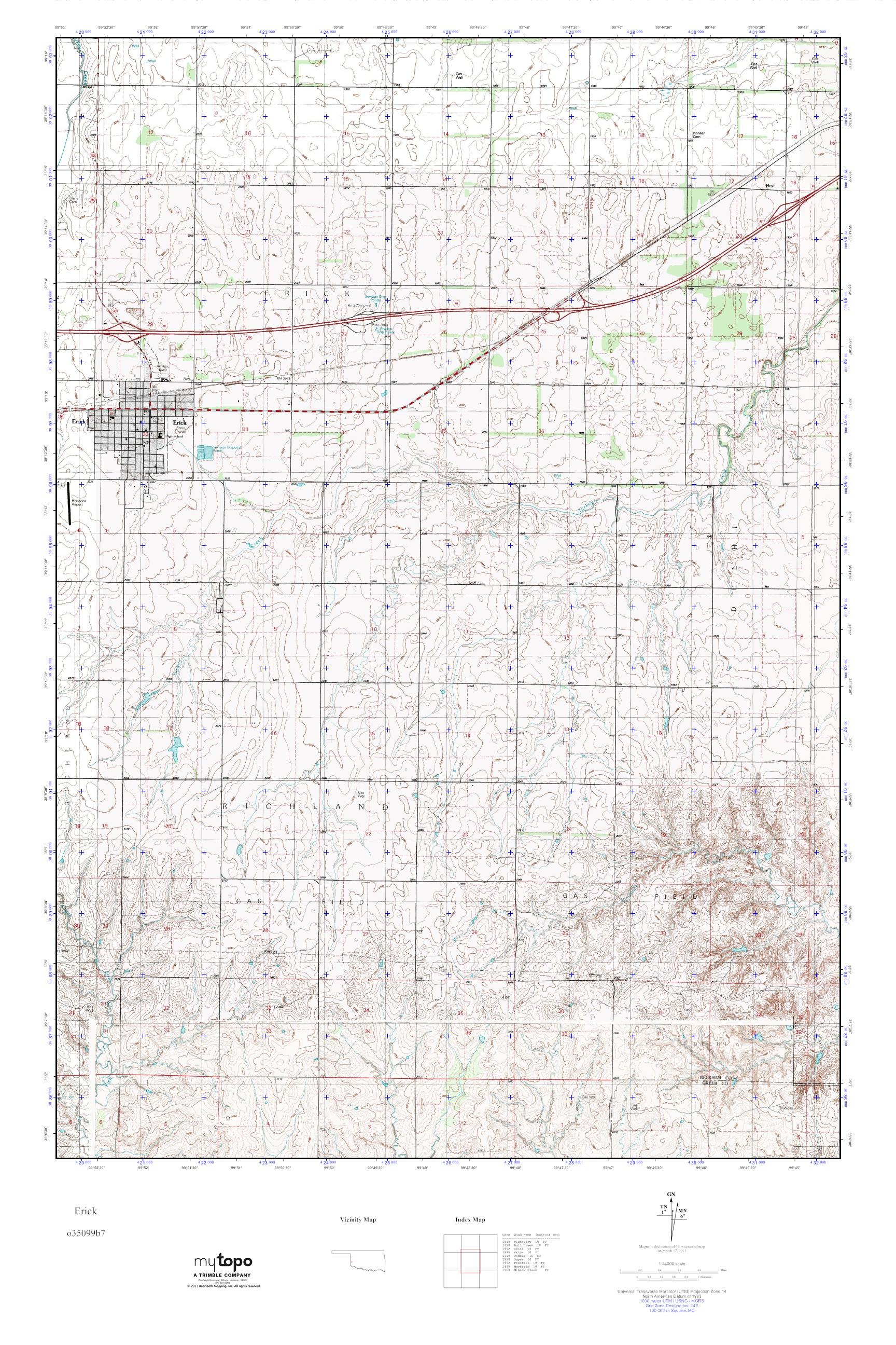 MyTopo Erick, Oklahoma USGS Quad Topo Map