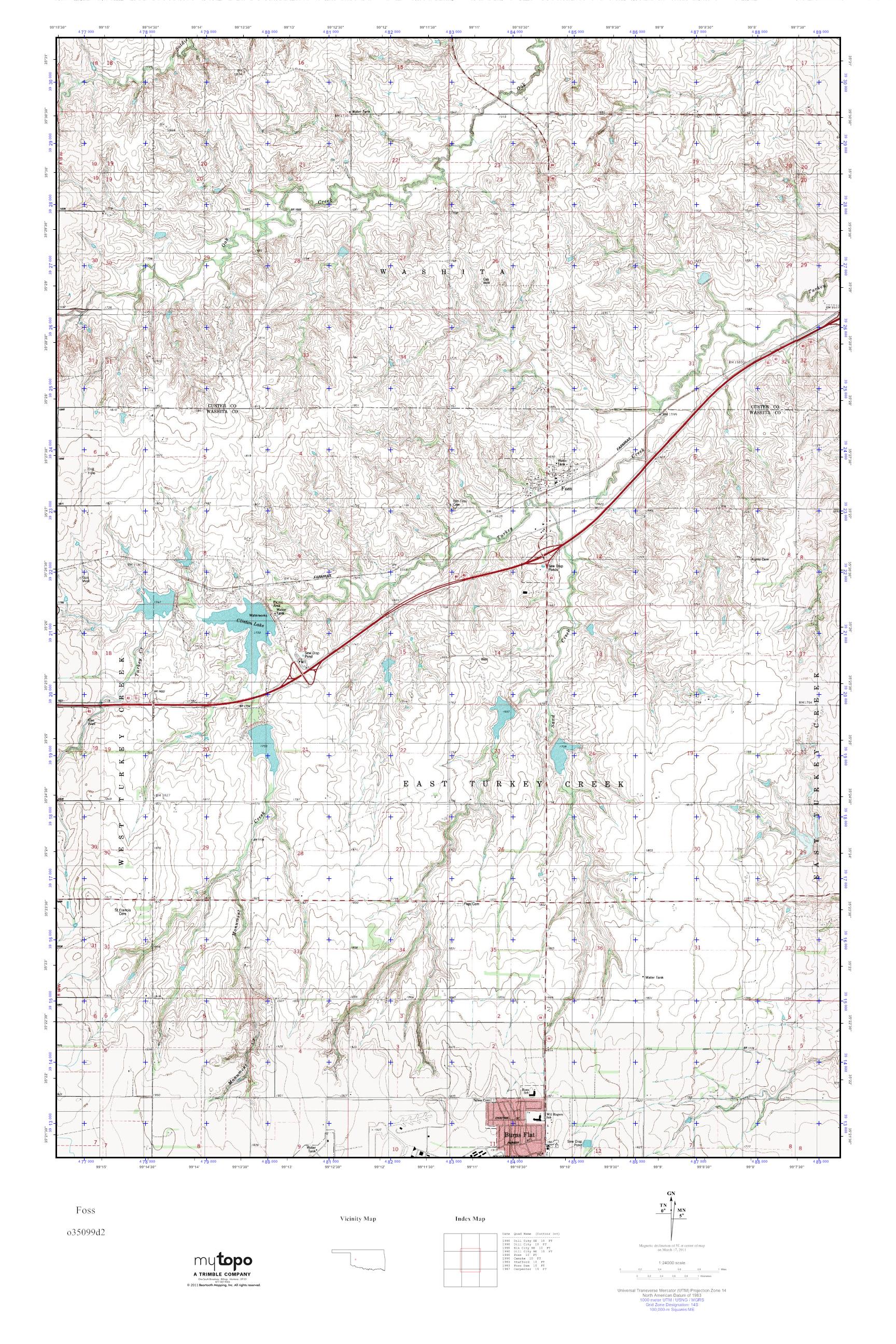 MyTopo Foss, Oklahoma USGS Quad Topo Map