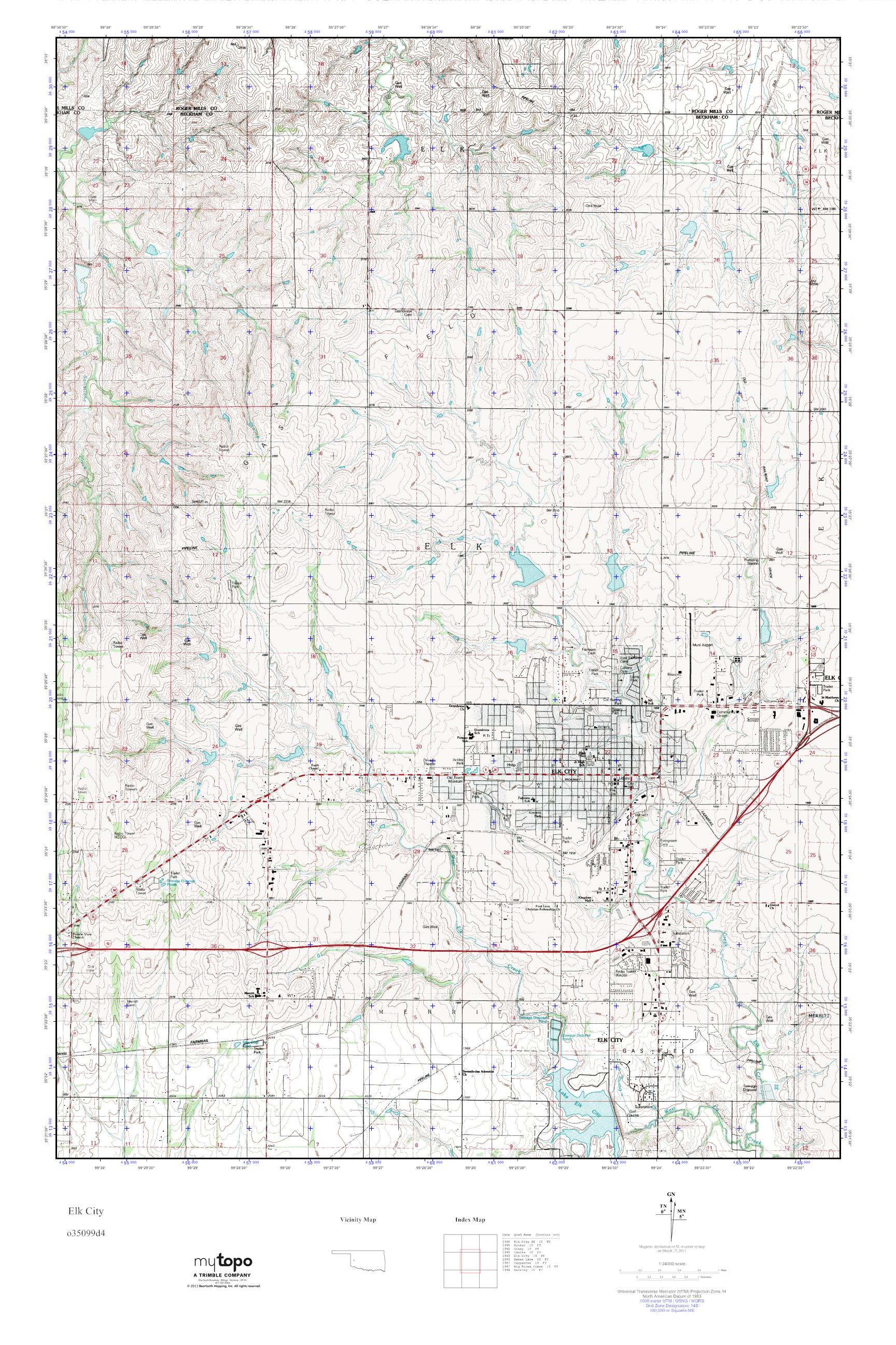 MyTopo Elk City, Oklahoma USGS Quad Topo Map