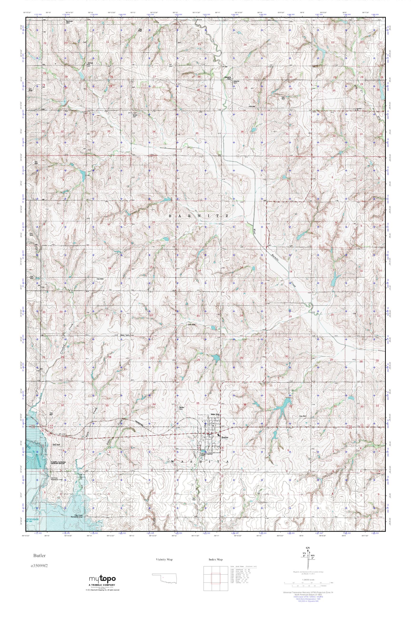 MyTopo Butler, Oklahoma USGS Quad Topo Map