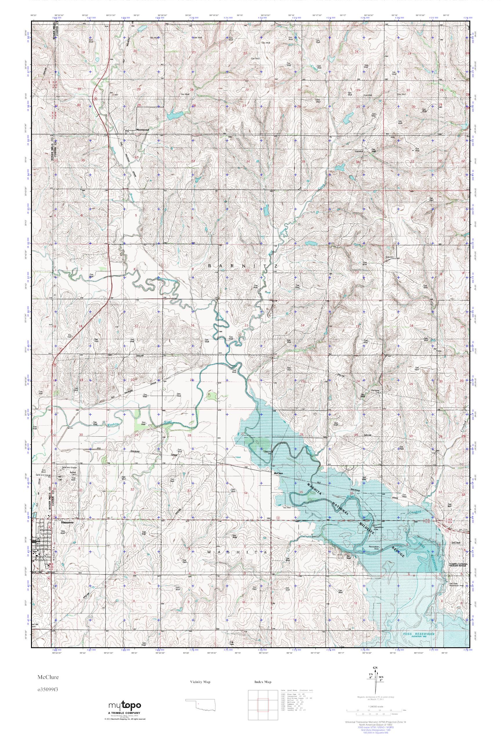 MyTopo McClure, Oklahoma USGS Quad Topo Map