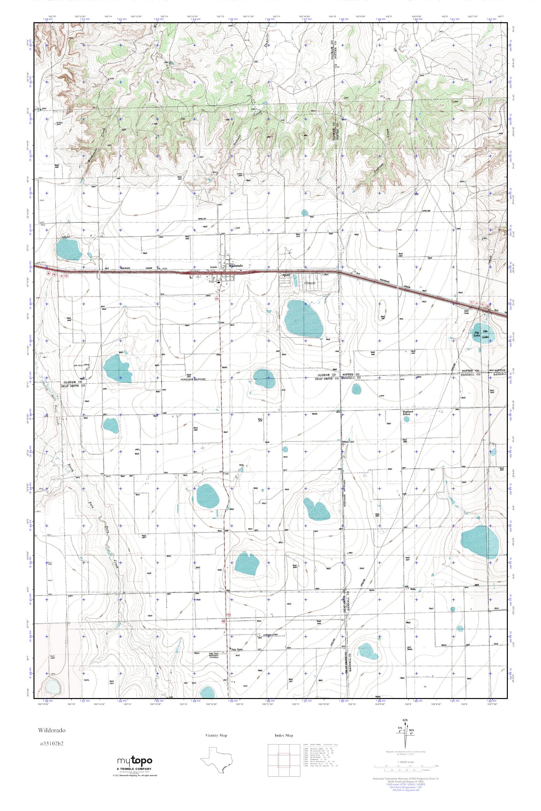 MyTopo Wildorado, Texas USGS Quad Topo Map