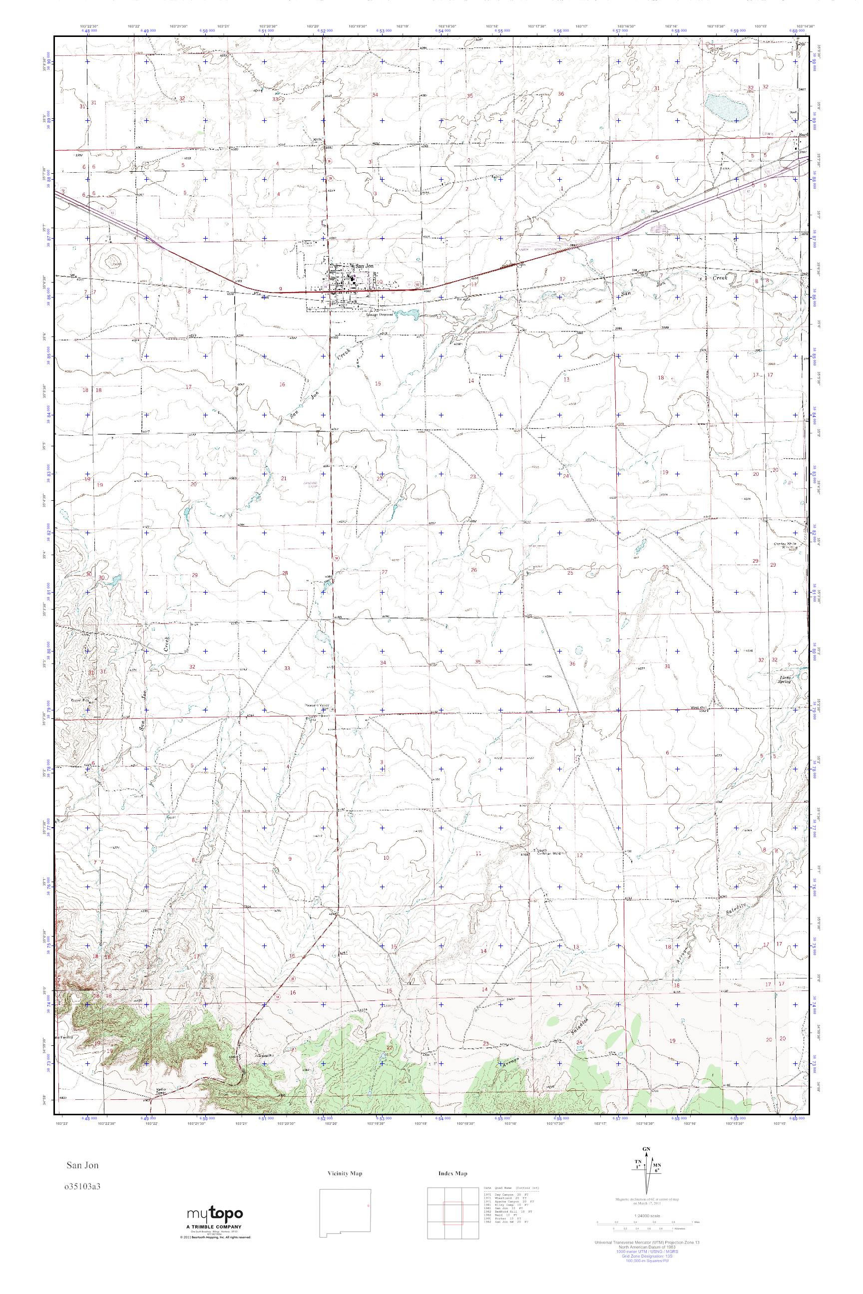 MyTopo San Jon, New Mexico USGS Quad Topo Map