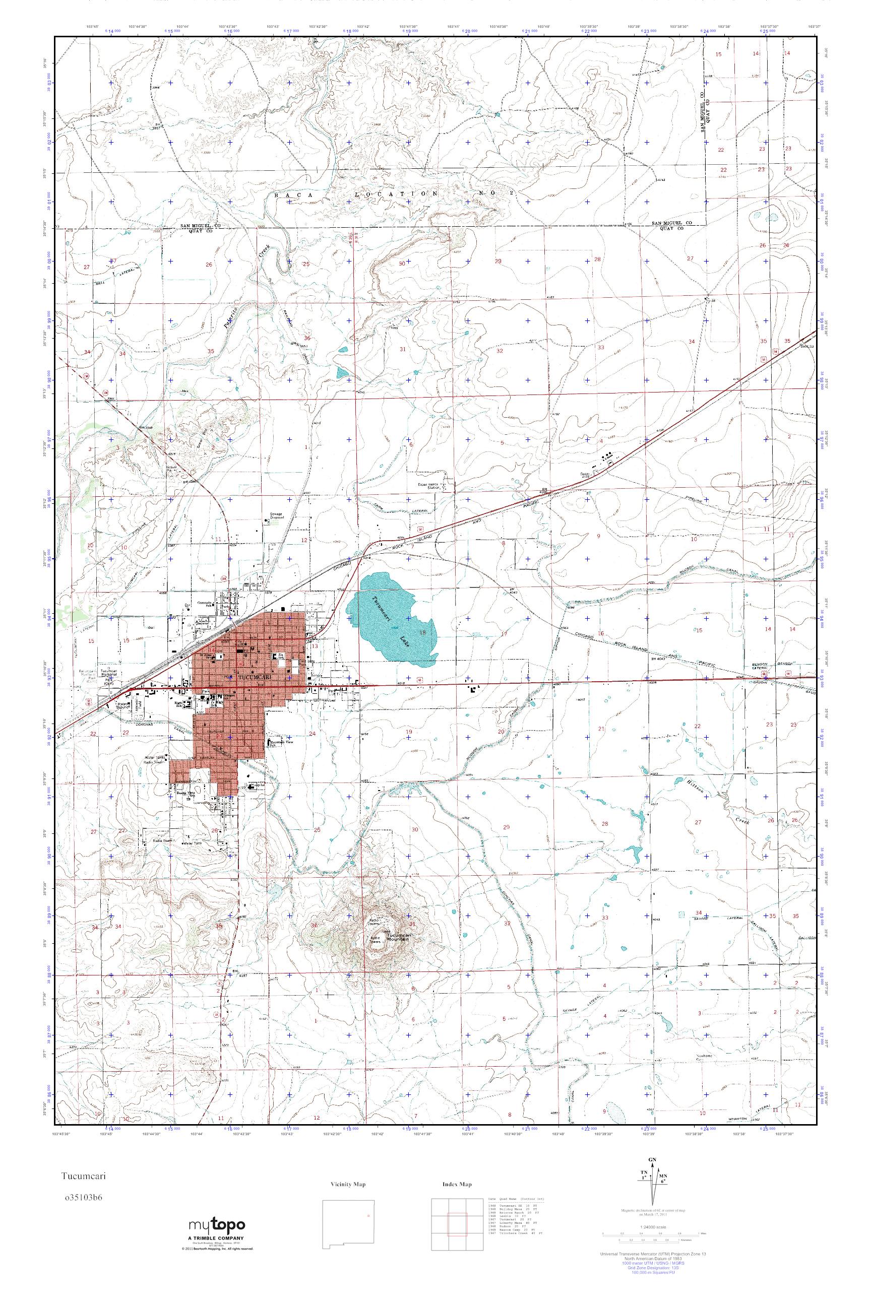 MyTopo Tucumcari, New Mexico USGS Quad Topo Map