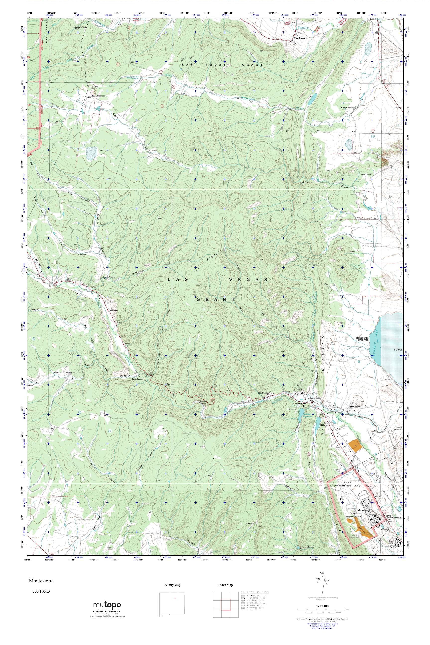 MyTopo Montezuma, New Mexico USGS Quad Topo Map