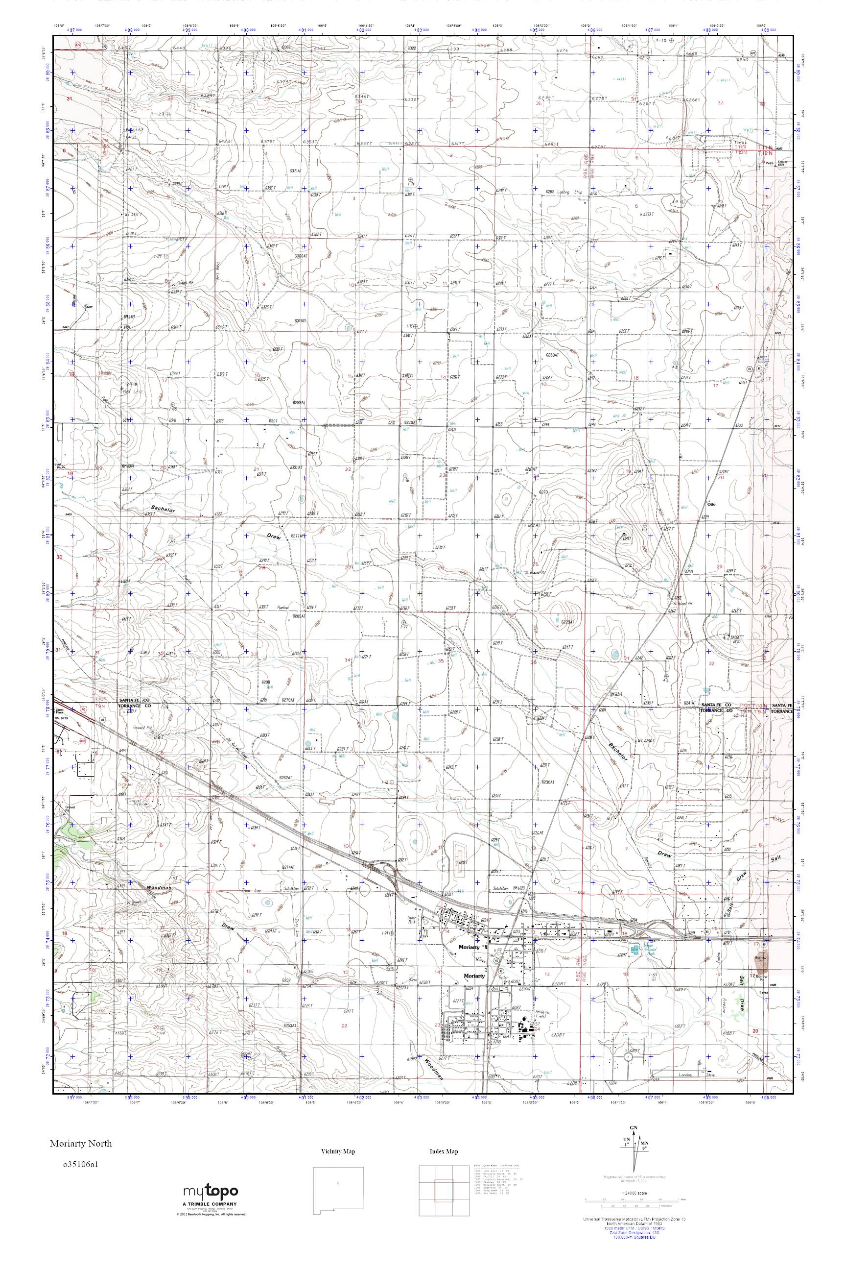MyTopo Moriarty North, New Mexico USGS Quad Topo Map