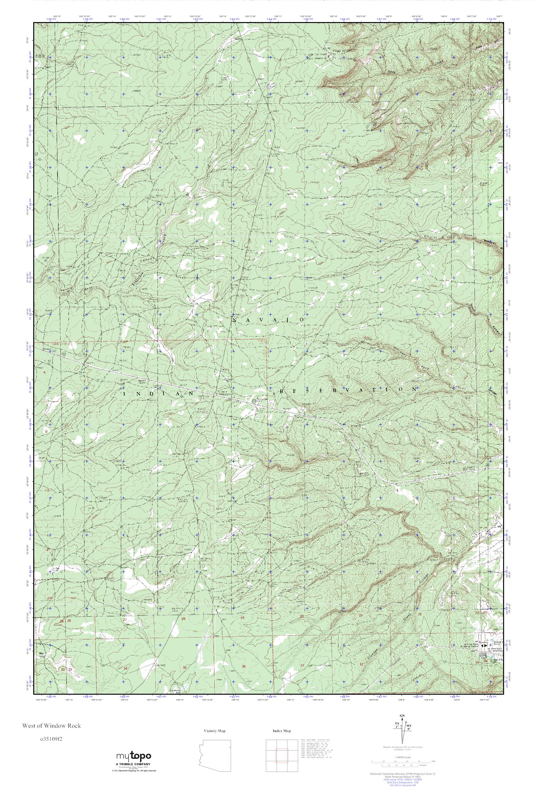 MyTopo West of Window Rock, Arizona USGS Quad Topo Map