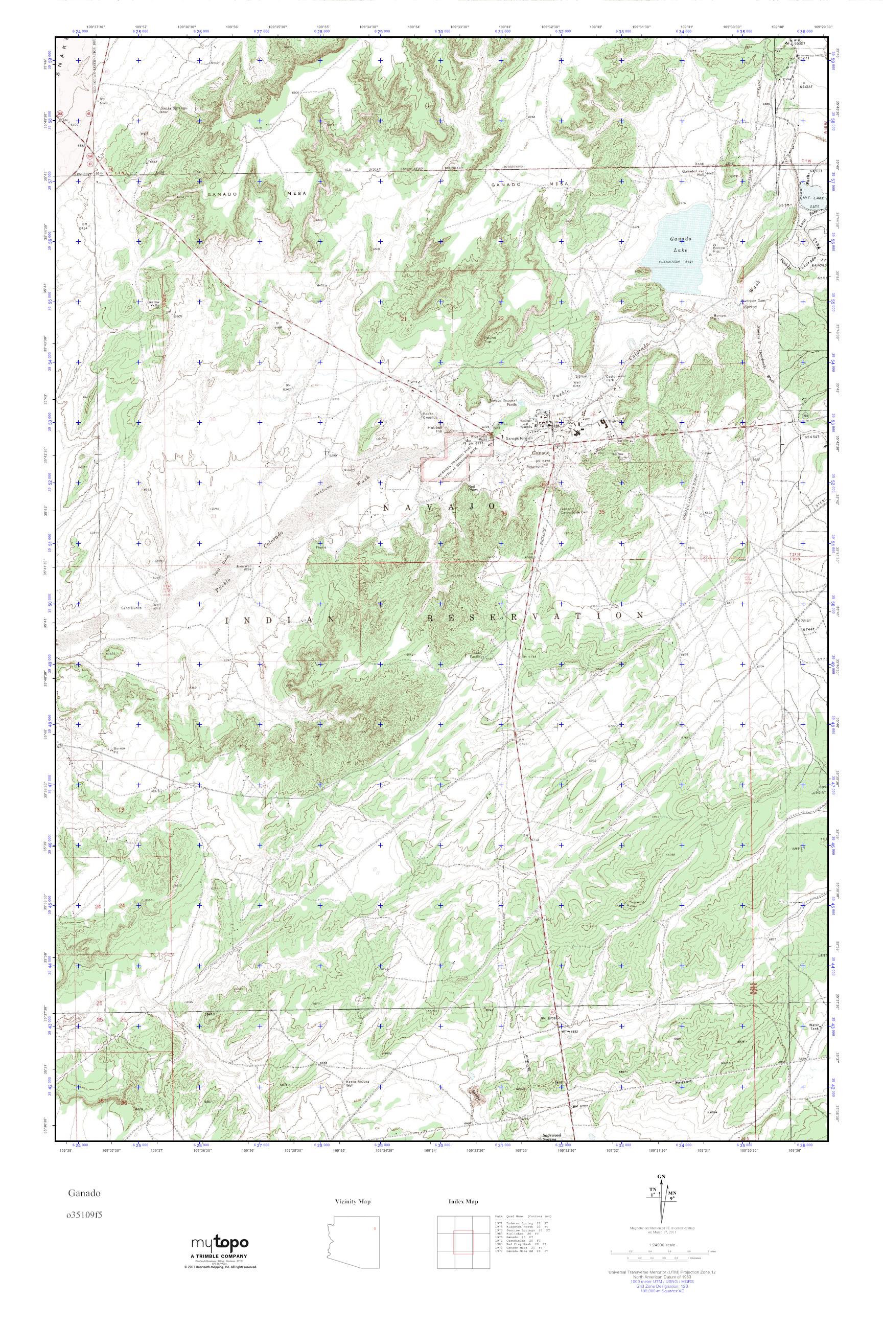 MyTopo Ganado, Arizona USGS Quad Topo Map