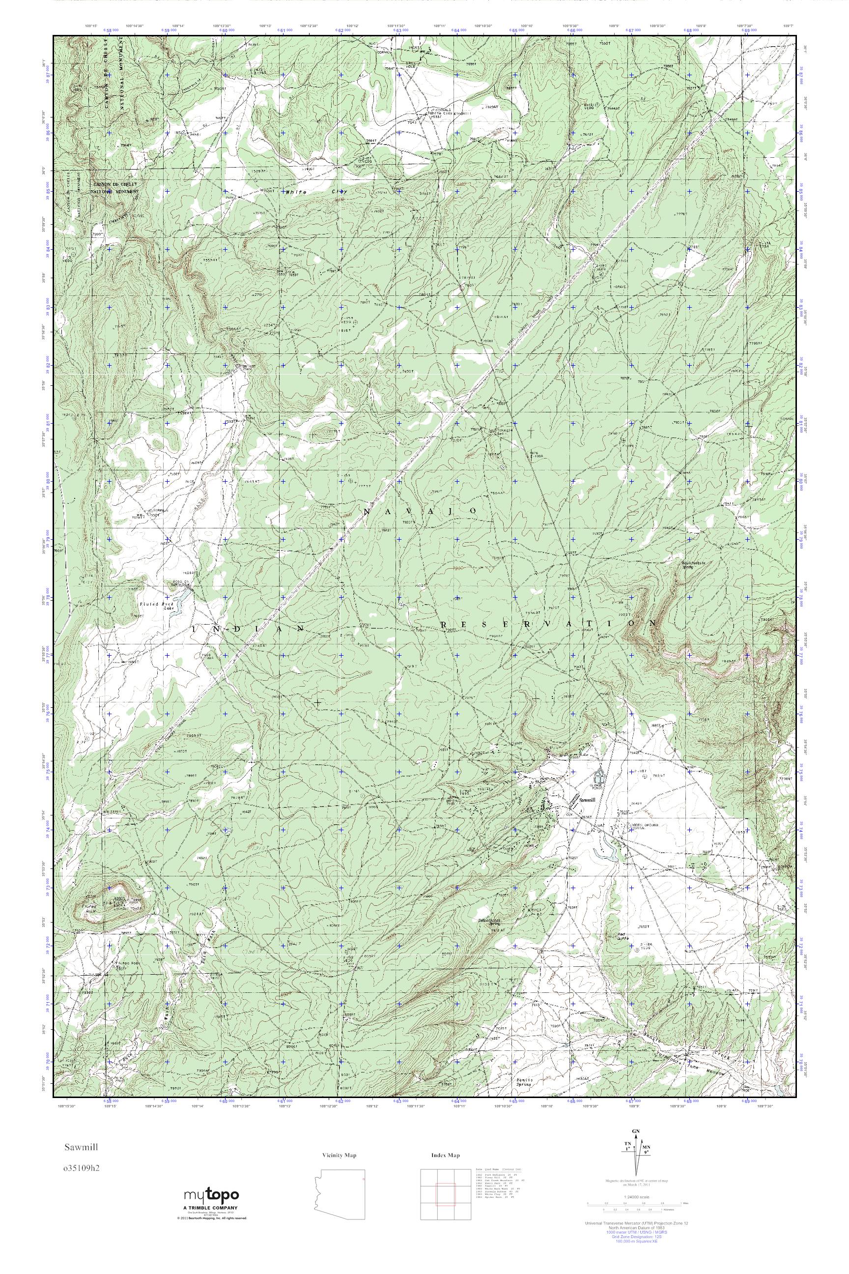 MyTopo Sawmill, Arizona USGS Quad Topo Map
