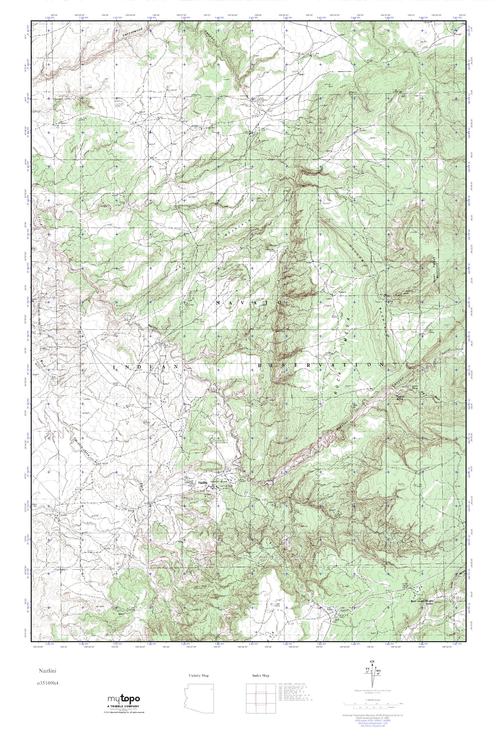 MyTopo Nazlini, Arizona USGS Quad Topo Map