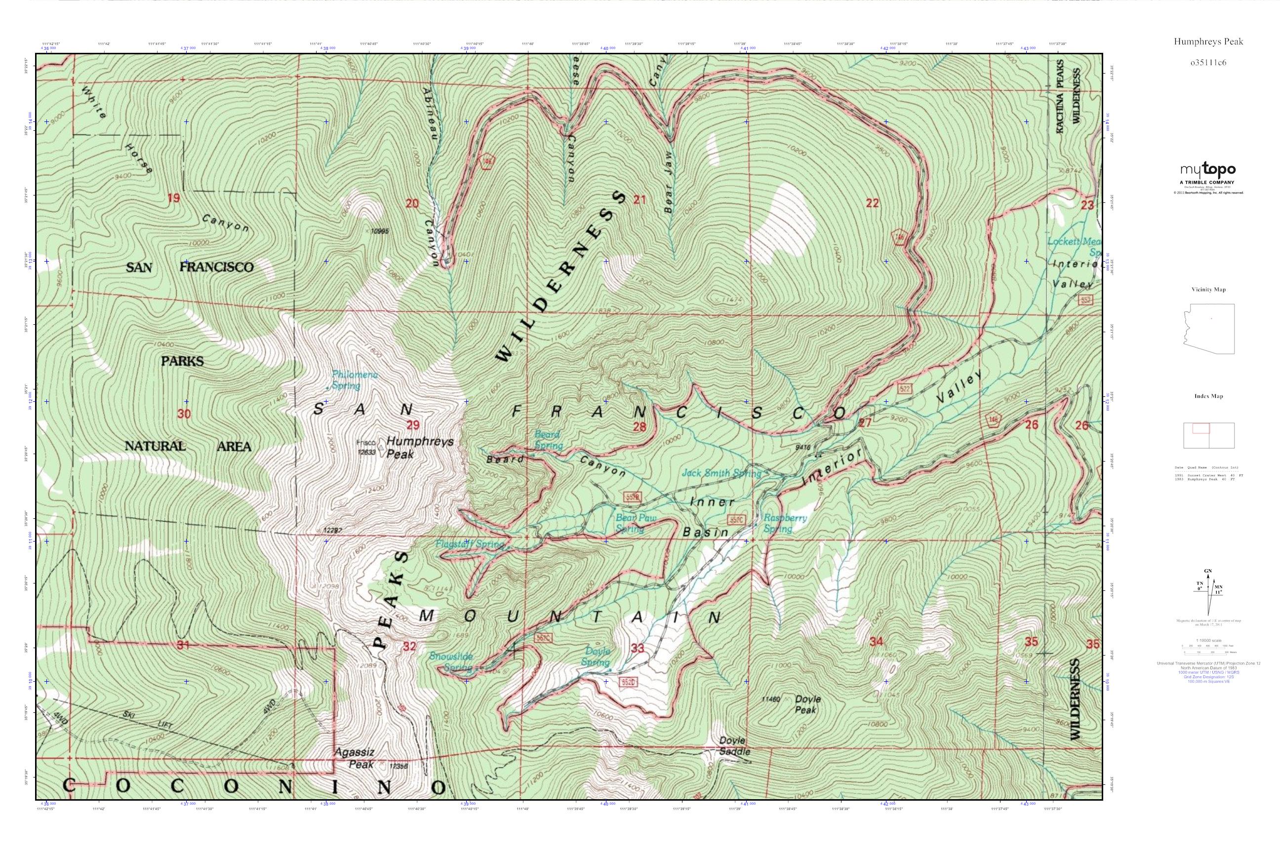 MyTopo Humphreys Peak, Arizona USGS Quad Topo Map