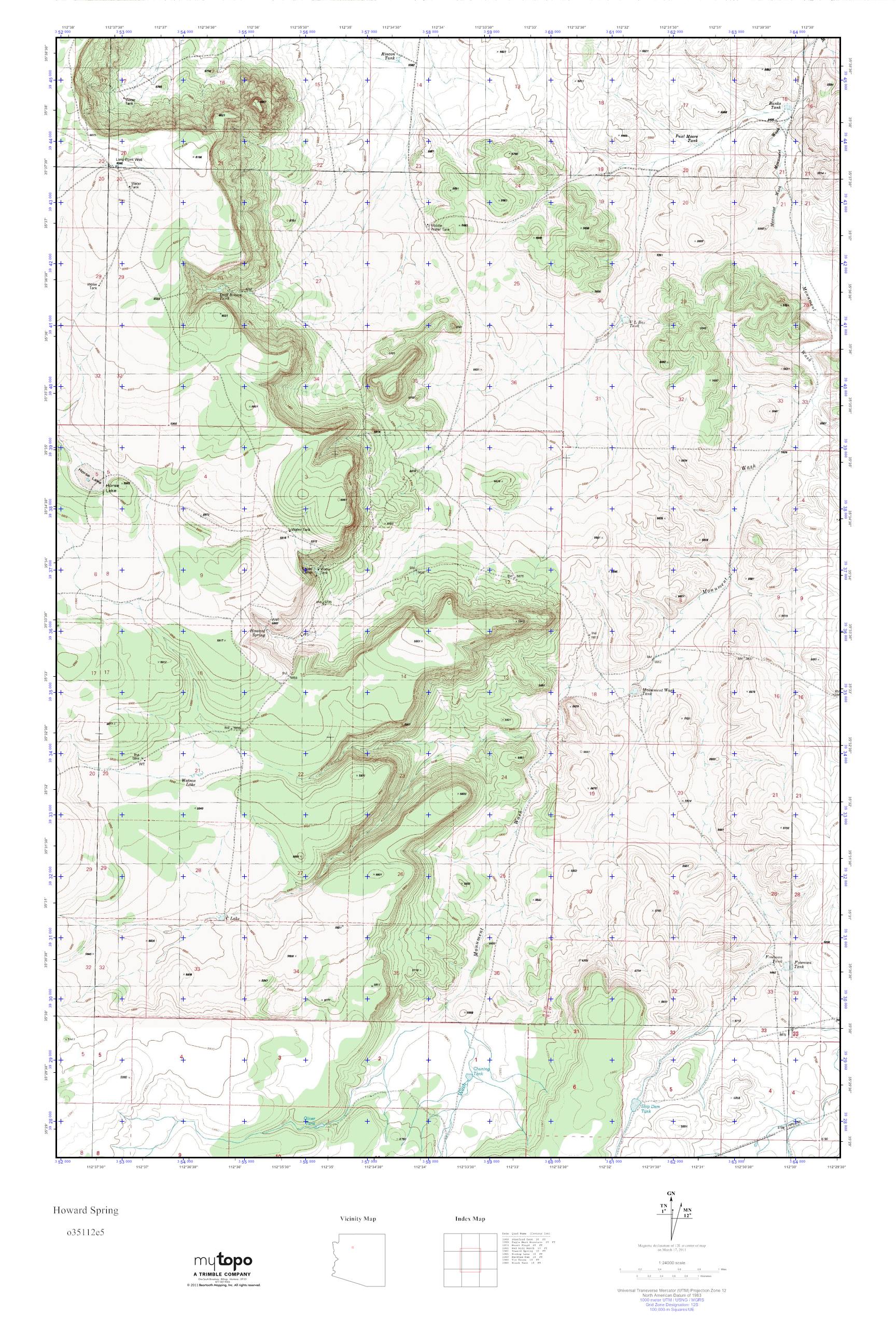 MyTopo Howard Spring, Arizona USGS Quad Topo Map