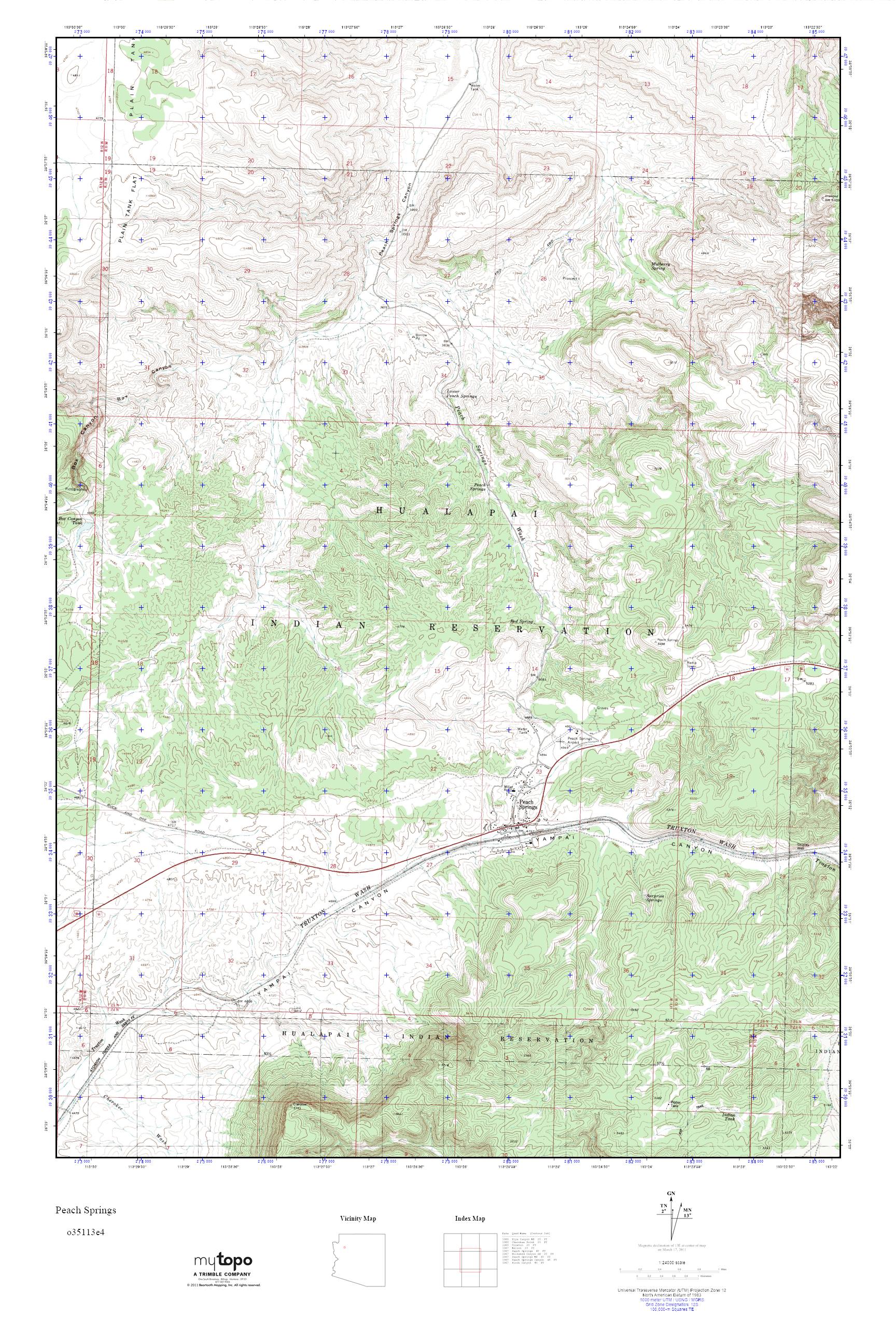 MyTopo Peach Springs, Arizona USGS Quad Topo Map