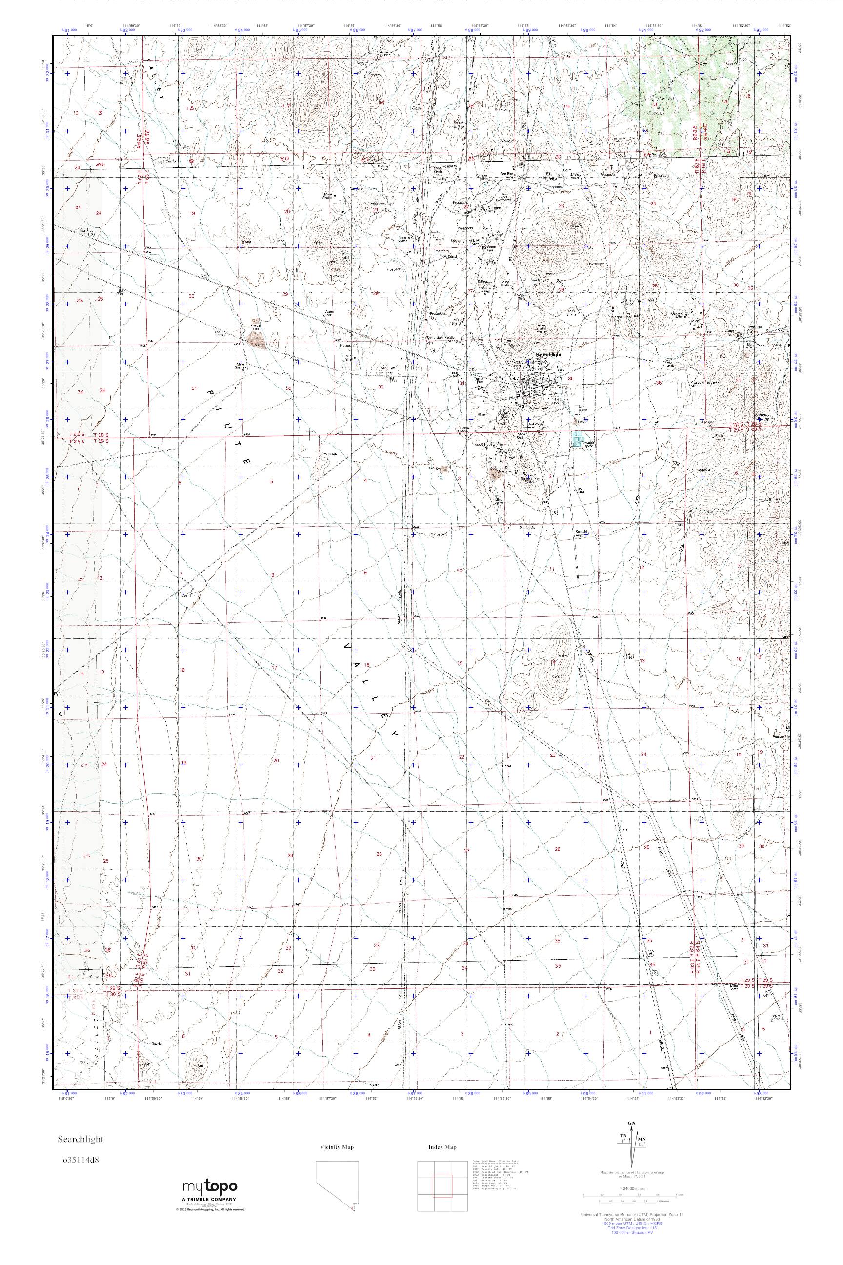 MyTopo Searchlight, Nevada USGS Quad Topo Map
