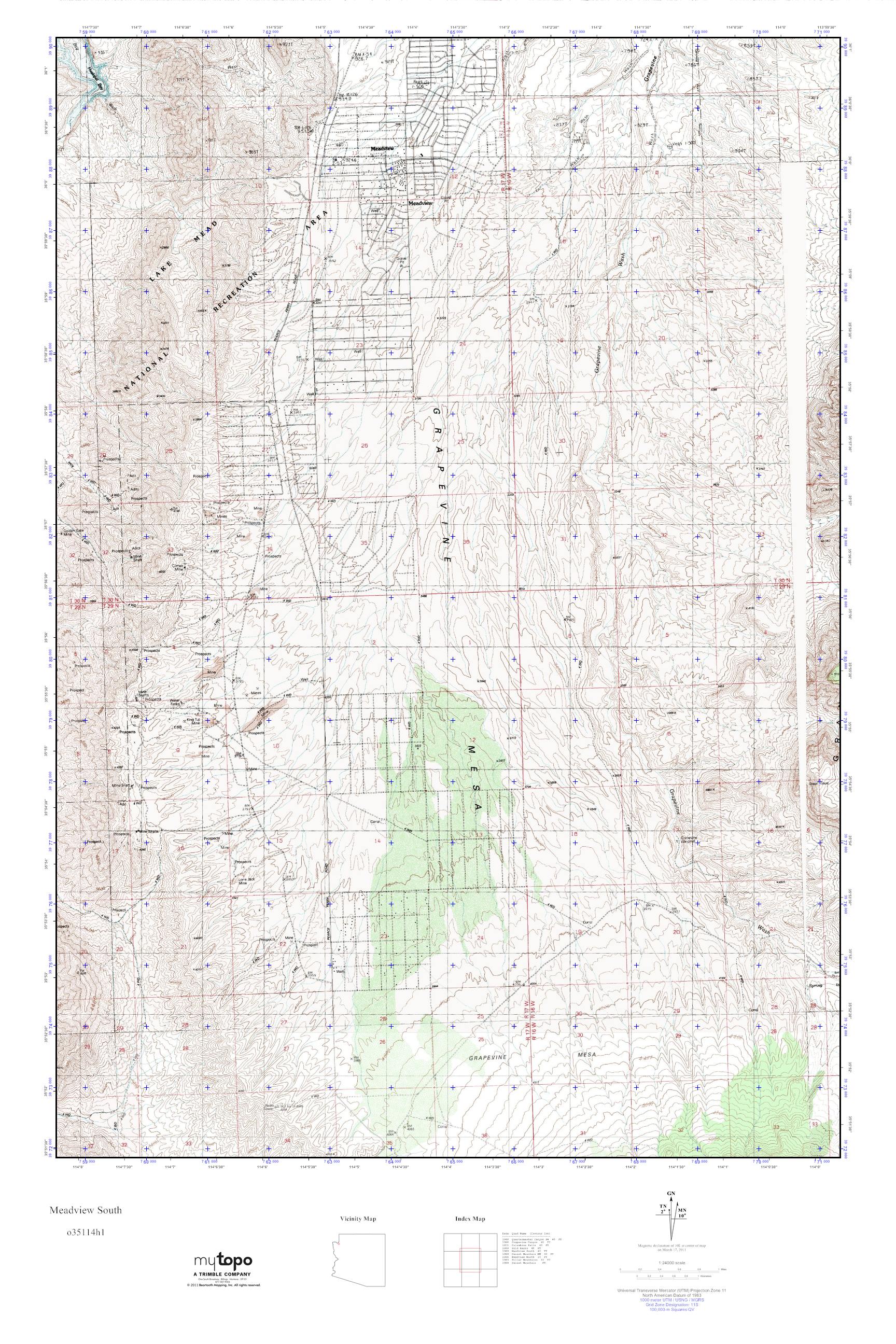 MyTopo Meadview South, Arizona USGS Quad Topo Map