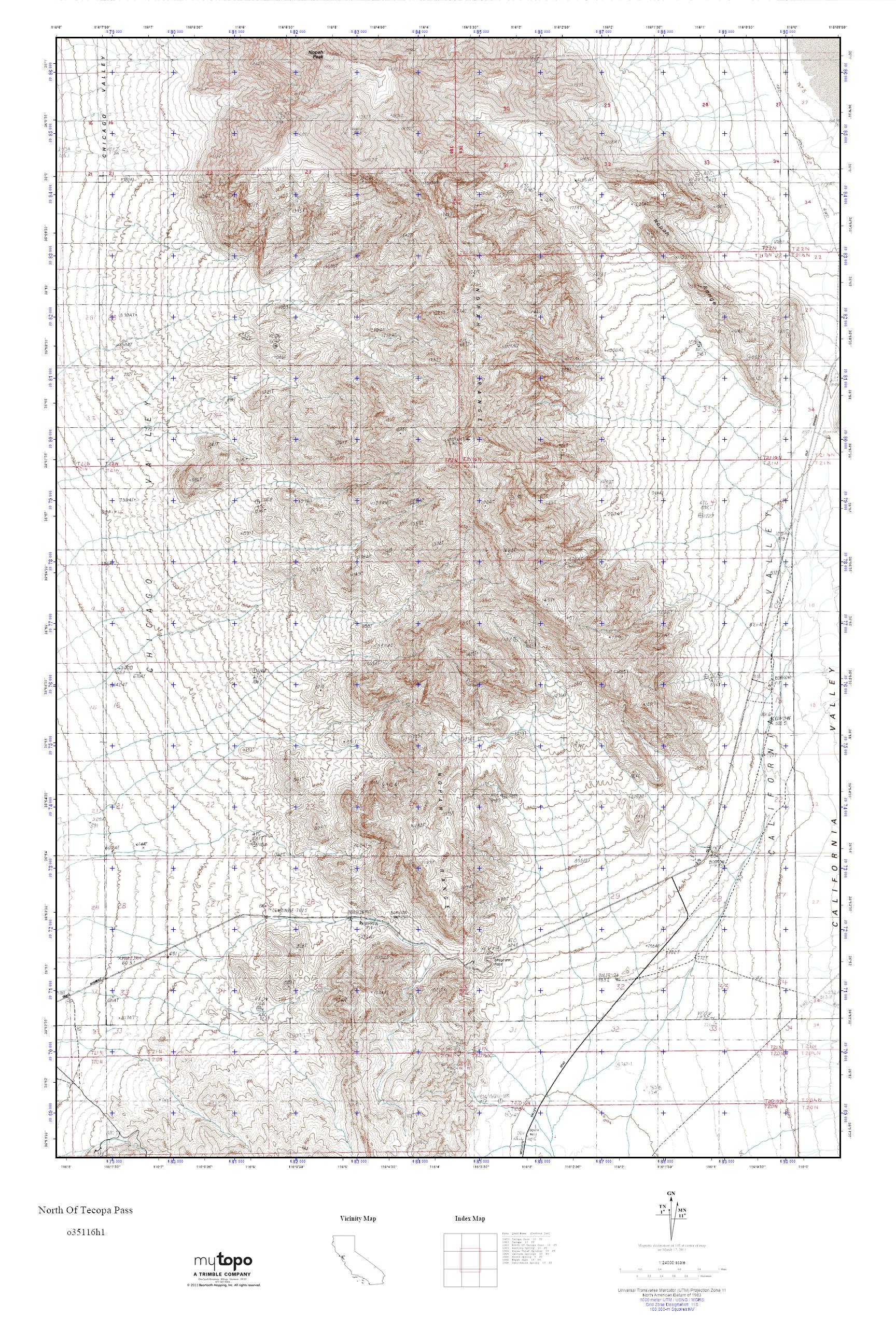 MyTopo North Of Tecopa Pass, California USGS Quad Topo Map