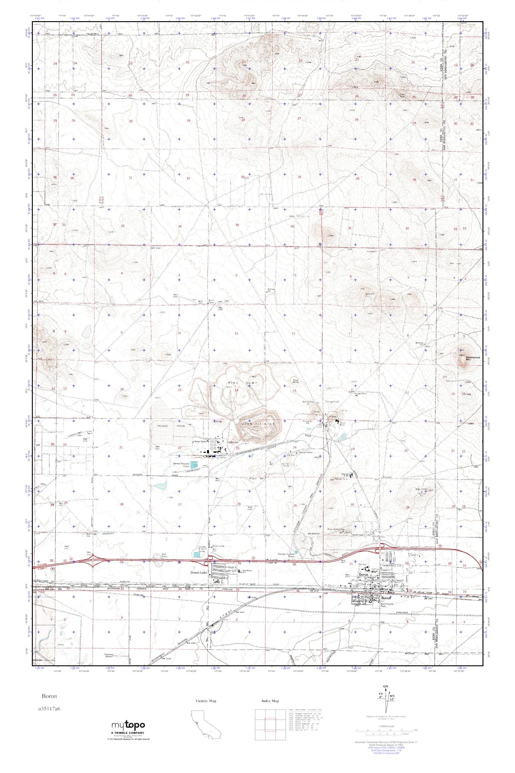 MyTopo Boron, California USGS Quad Topo Map