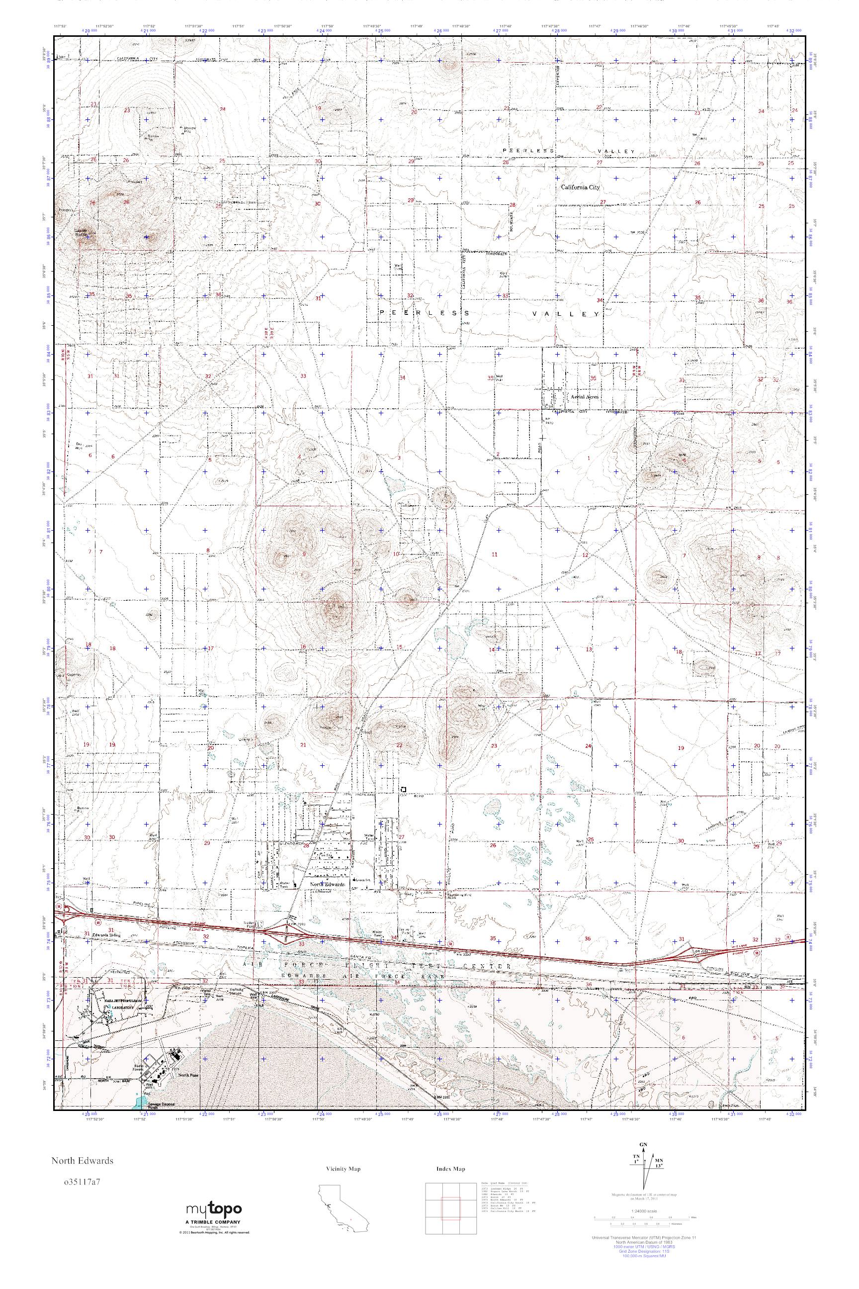 MyTopo North Edwards, California USGS Quad Topo Map
