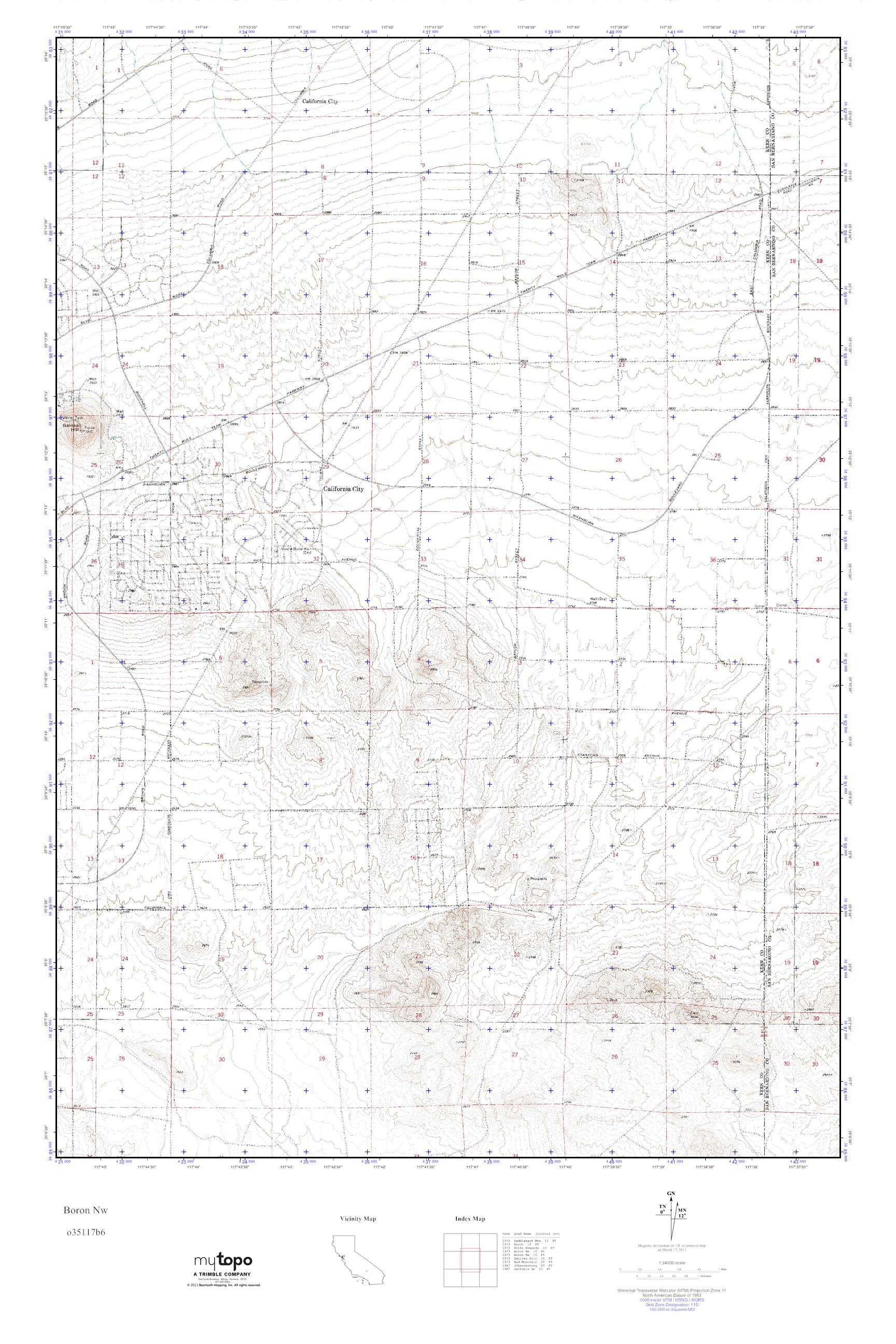 MyTopo Boron Nw, California USGS Quad Topo Map