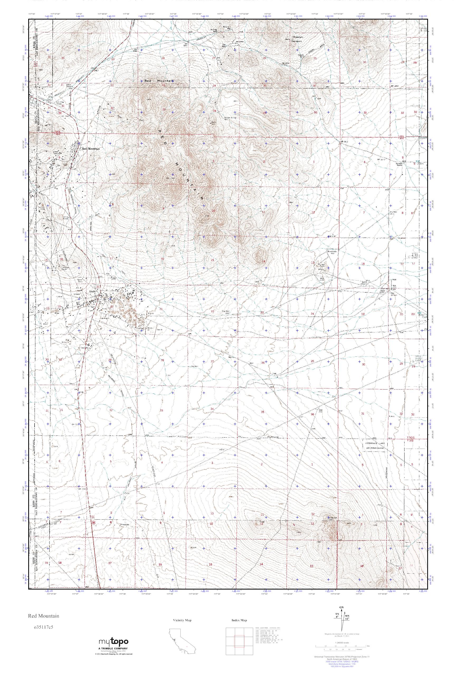 MyTopo Red Mountain, California USGS Quad Topo Map