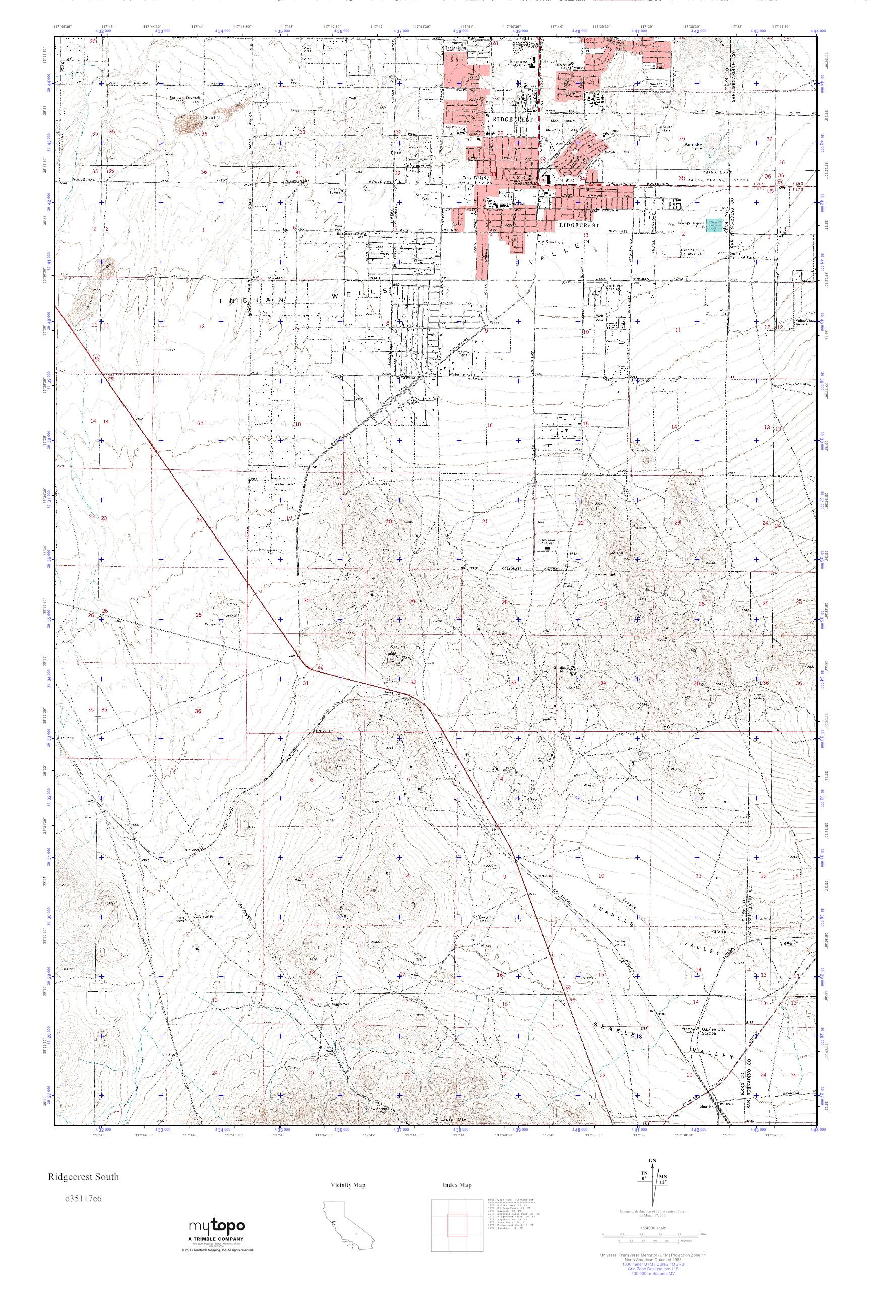 MyTopo Ridgecrest South, California USGS Quad Topo Map