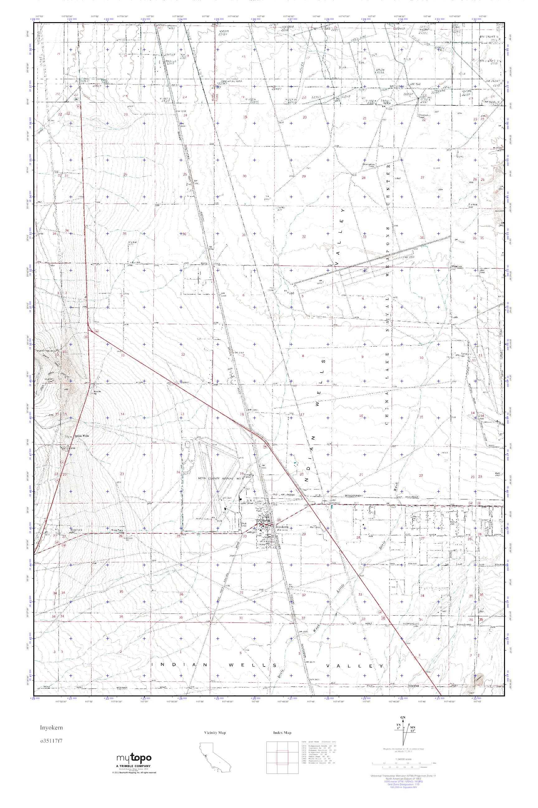 MyTopo Inyokern, California USGS Quad Topo Map