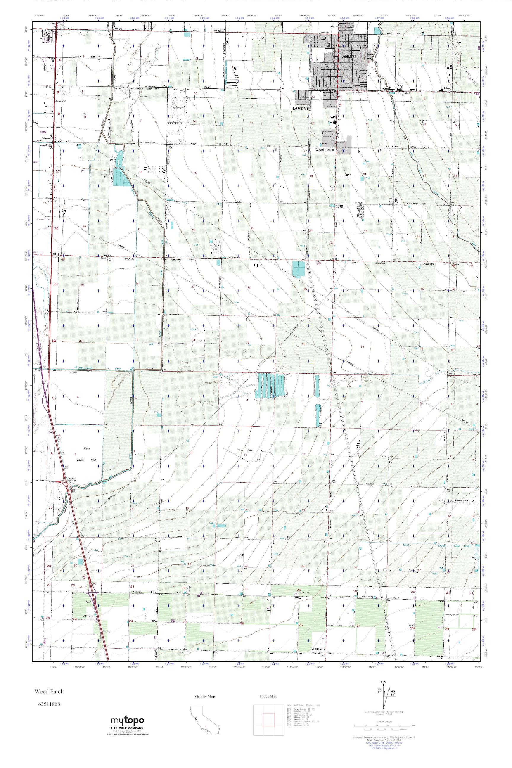 MyTopo Weed Patch, California USGS Quad Topo Map