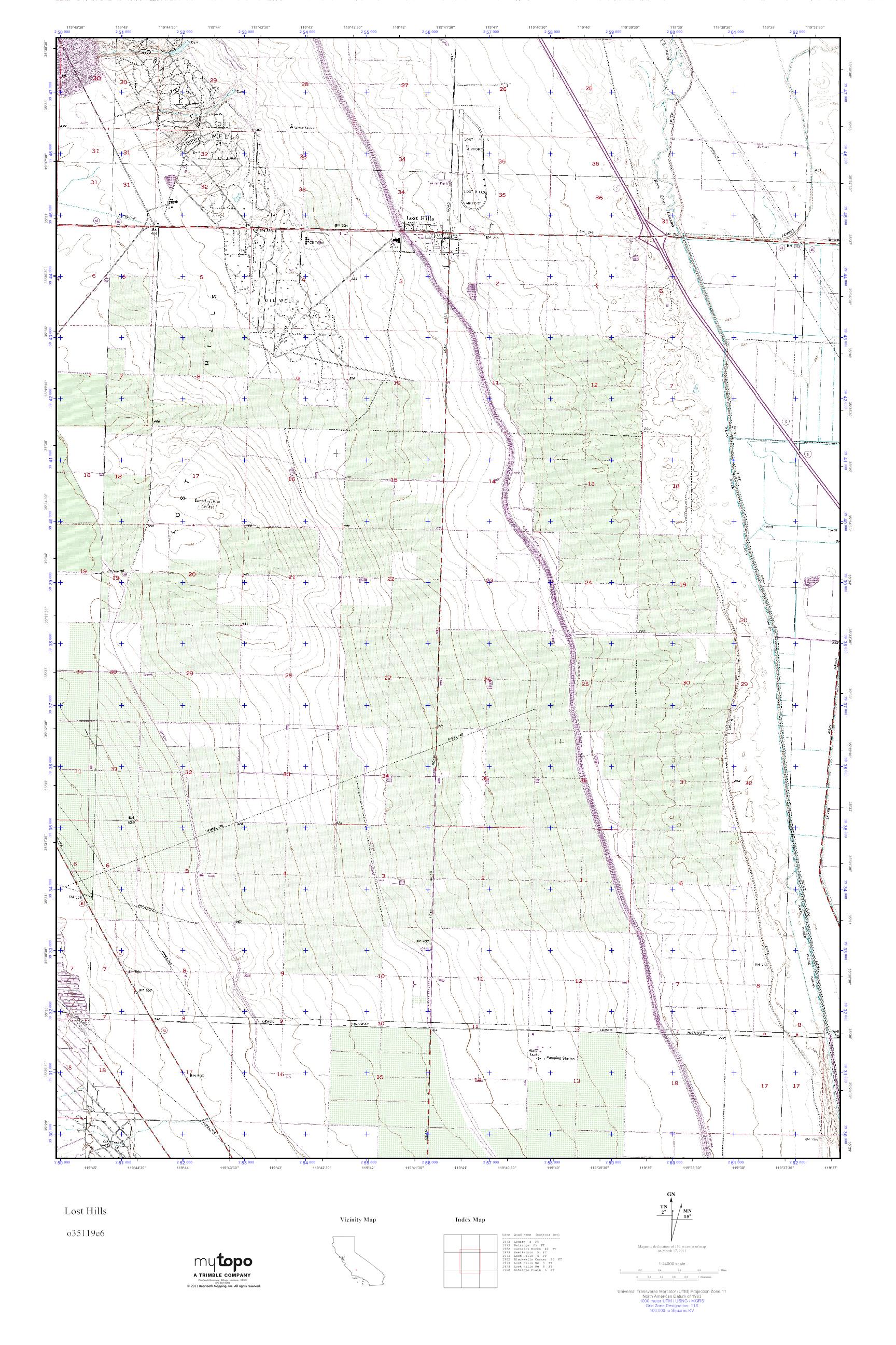 MyTopo Lost Hills, California USGS Quad Topo Map