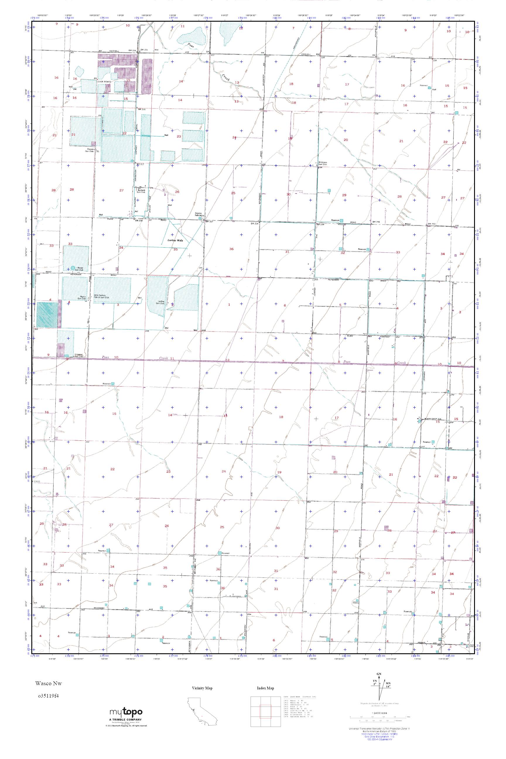 MyTopo Wasco Nw, California USGS Quad Topo Map