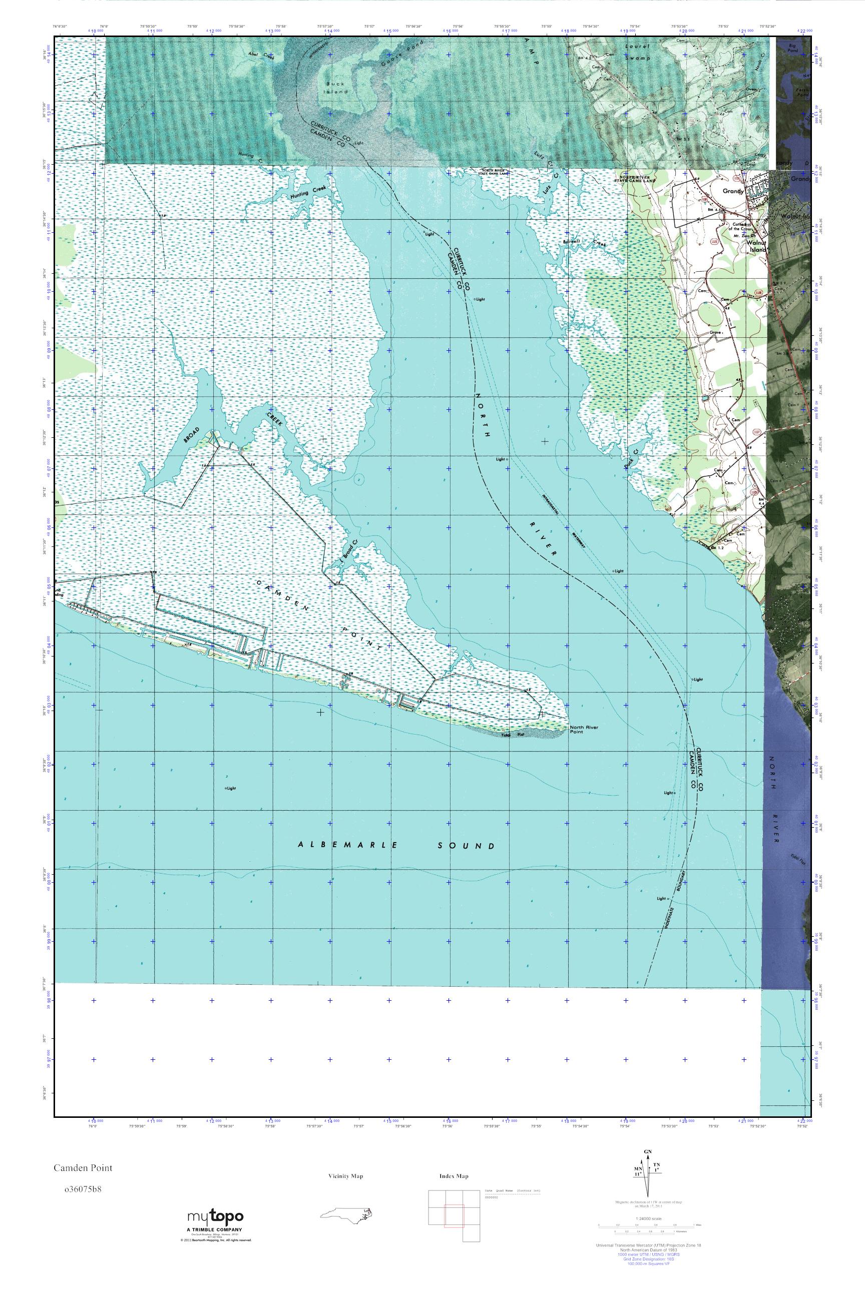 MyTopo Camden Point, North Carolina USGS Quad Topo Map