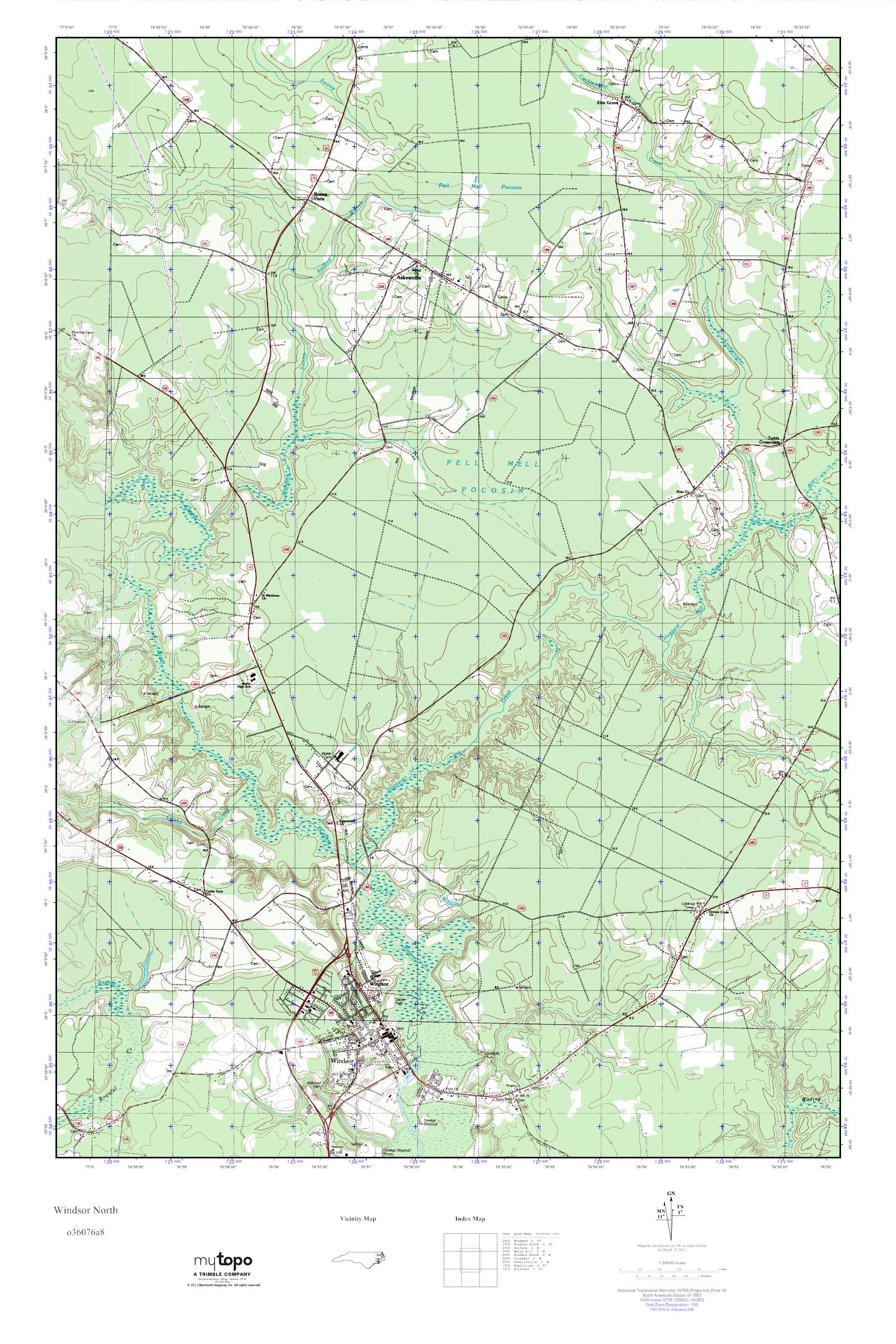 MyTopo Windsor North, North Carolina USGS Quad Topo Map