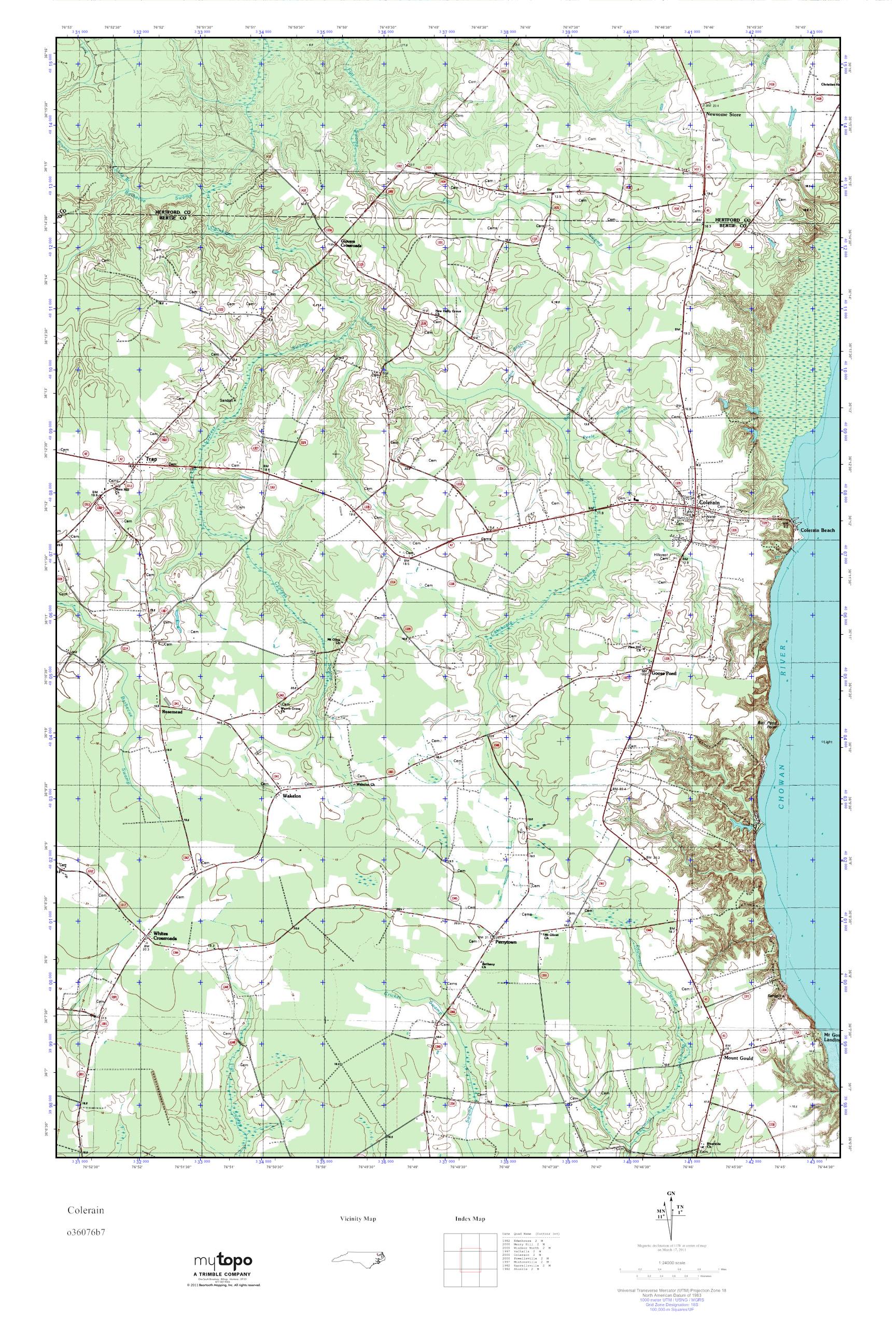 MyTopo Colerain, North Carolina USGS Quad Topo Map