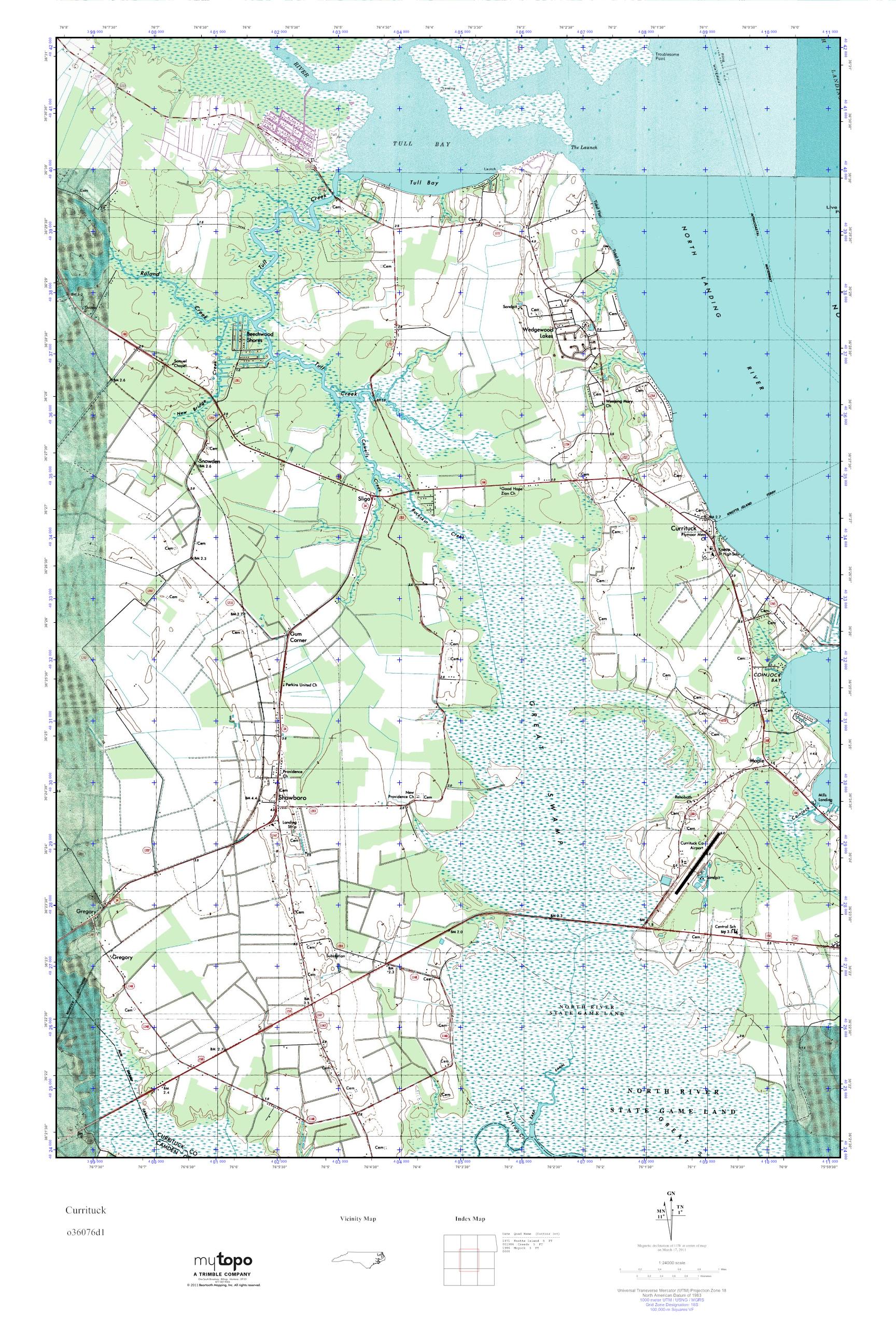 MyTopo Currituck, North Carolina USGS Quad Topo Map
