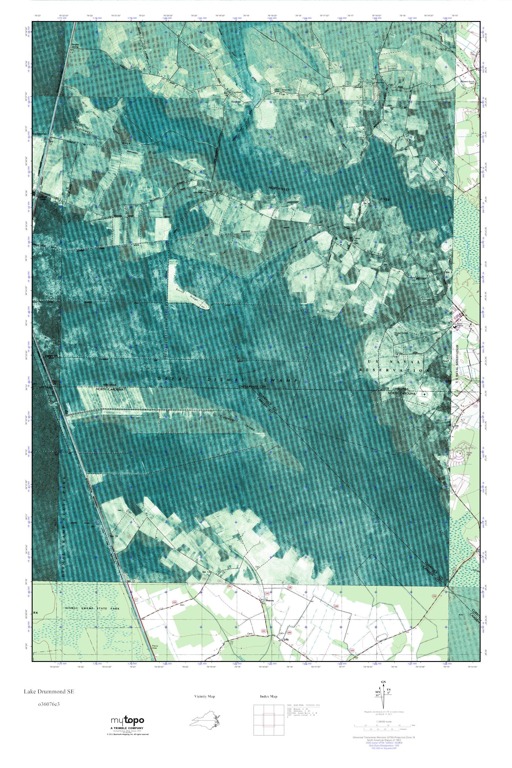 MyTopo Lake Drummond SE, Virginia USGS Quad Topo Map