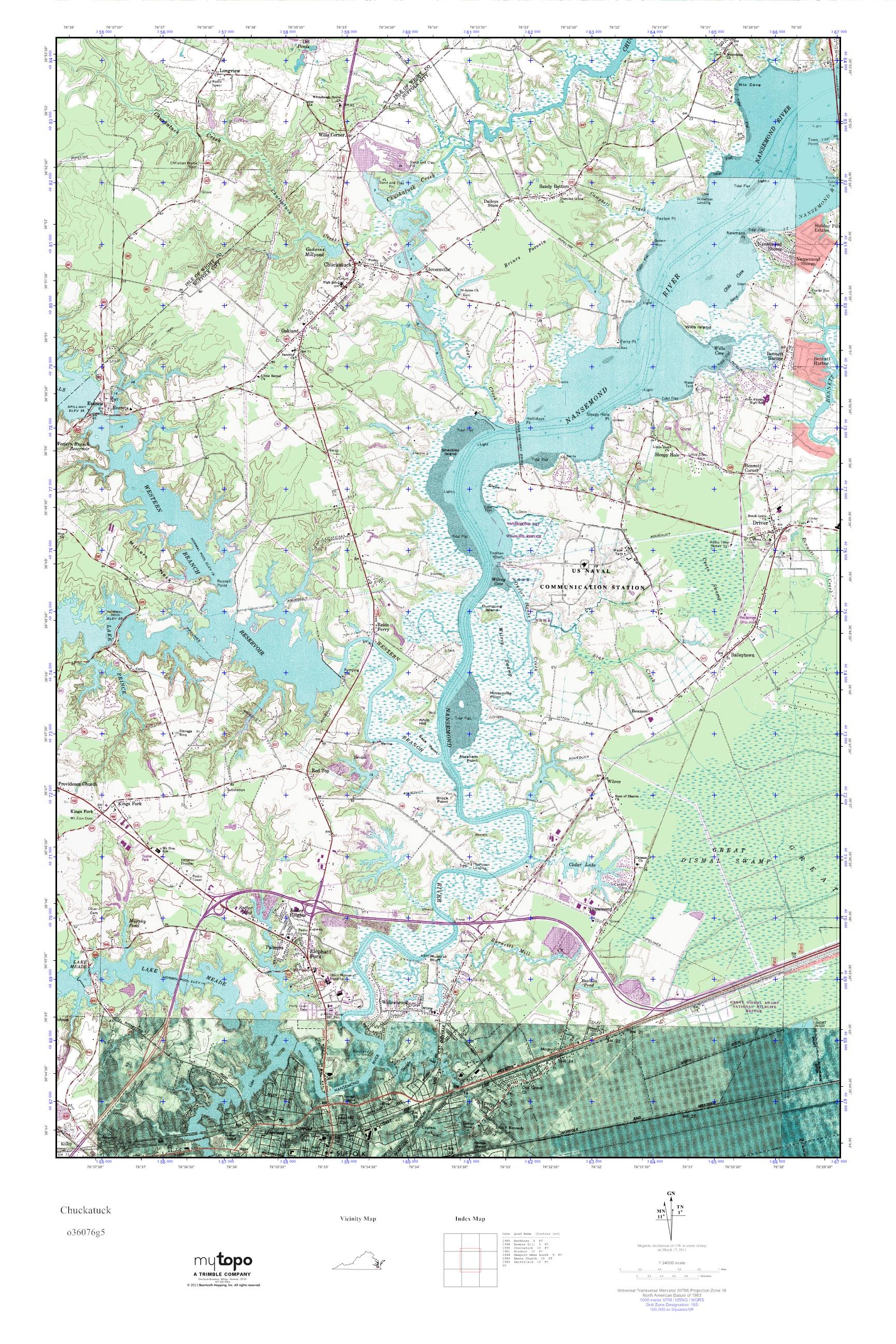 MyTopo Chuckatuck, Virginia USGS Quad Topo Map