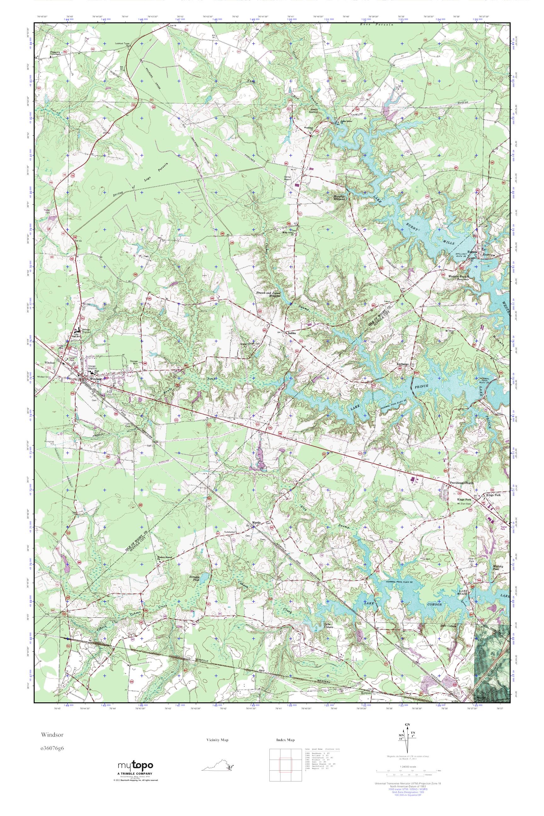MyTopo Windsor, Virginia USGS Quad Topo Map