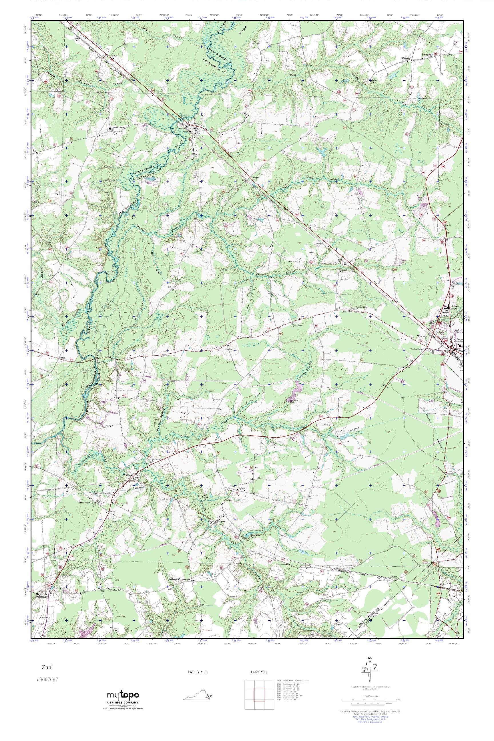 MyTopo Zuni, Virginia USGS Quad Topo Map