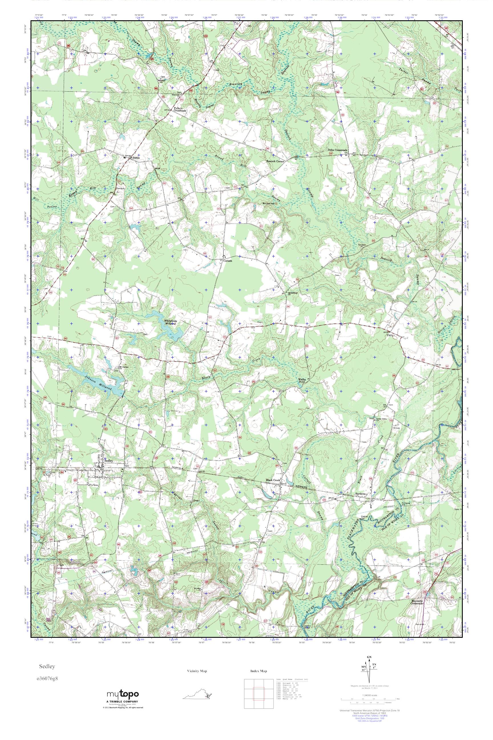 MyTopo Sedley, Virginia USGS Quad Topo Map