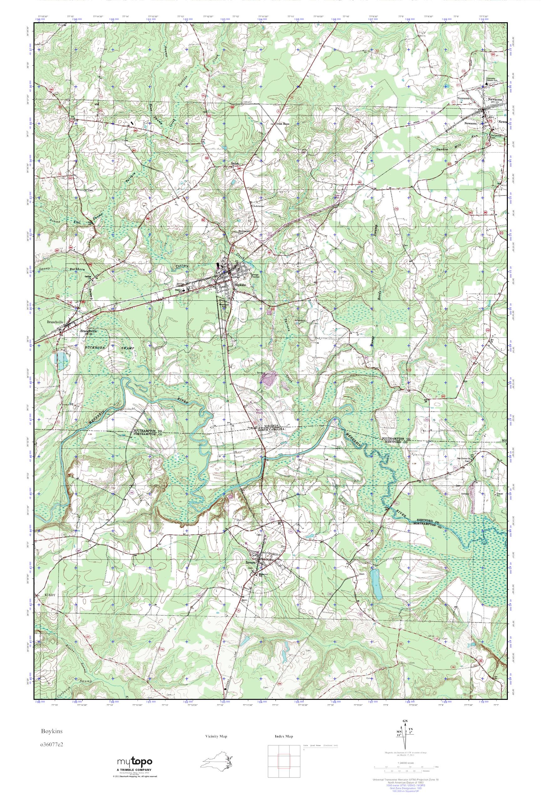MyTopo Boykins, Virginia USGS Quad Topo Map