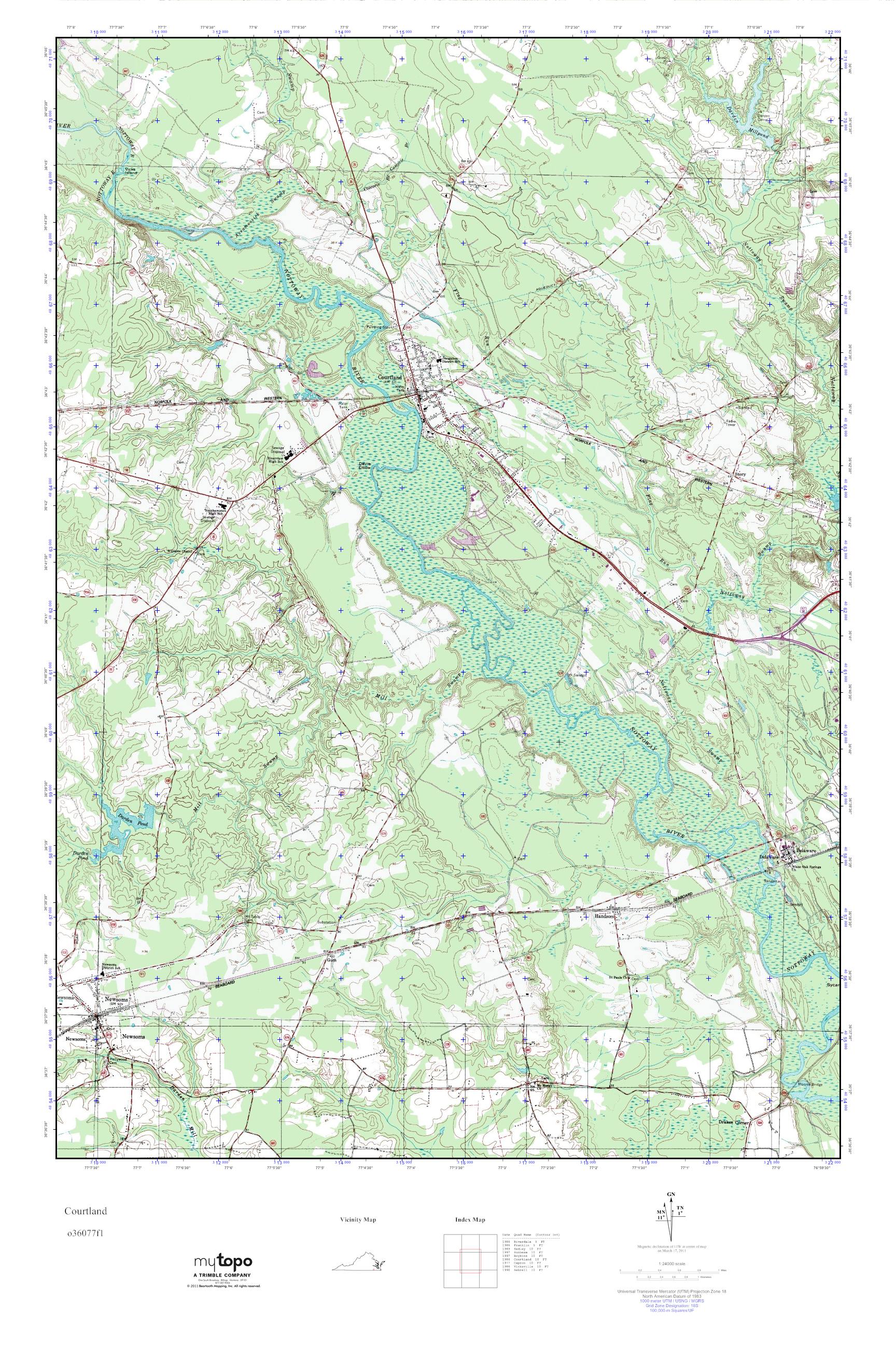 MyTopo Courtland, Virginia USGS Quad Topo Map