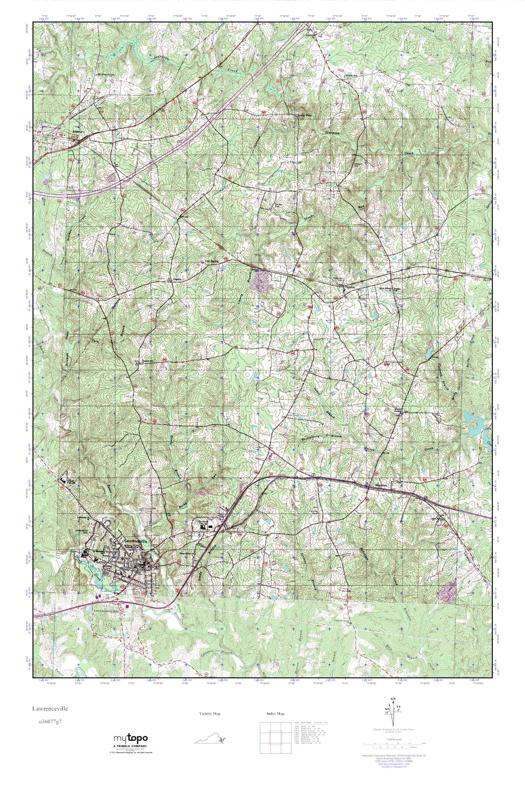 MyTopo Lawrenceville, Virginia USGS Quad Topo Map