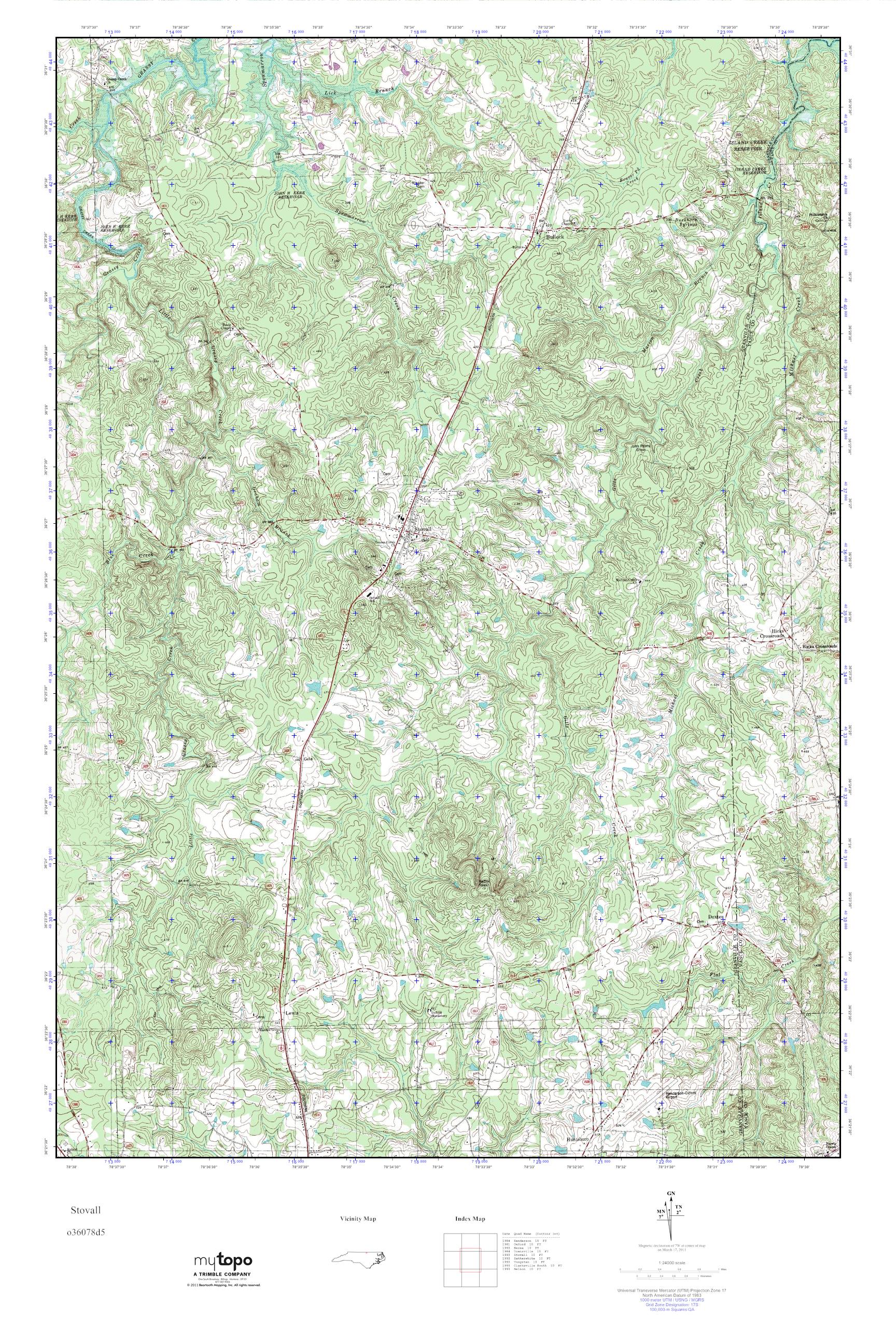 MyTopo Stovall, North Carolina USGS Quad Topo Map