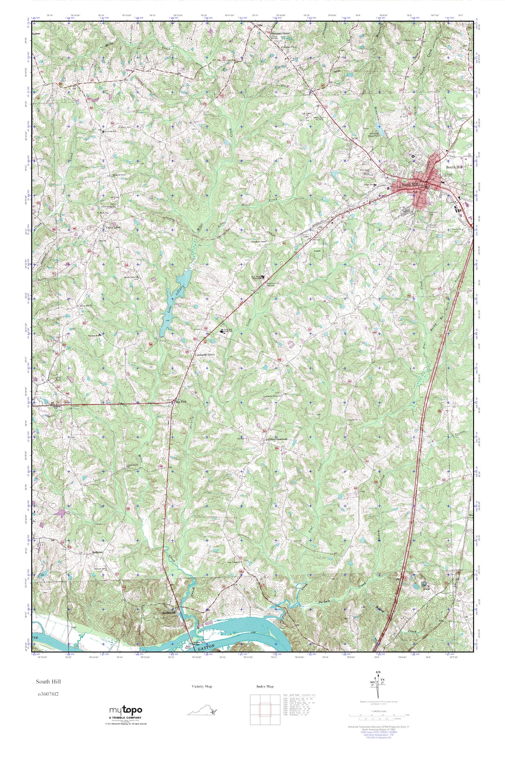MyTopo South Hill, Virginia USGS Quad Topo Map