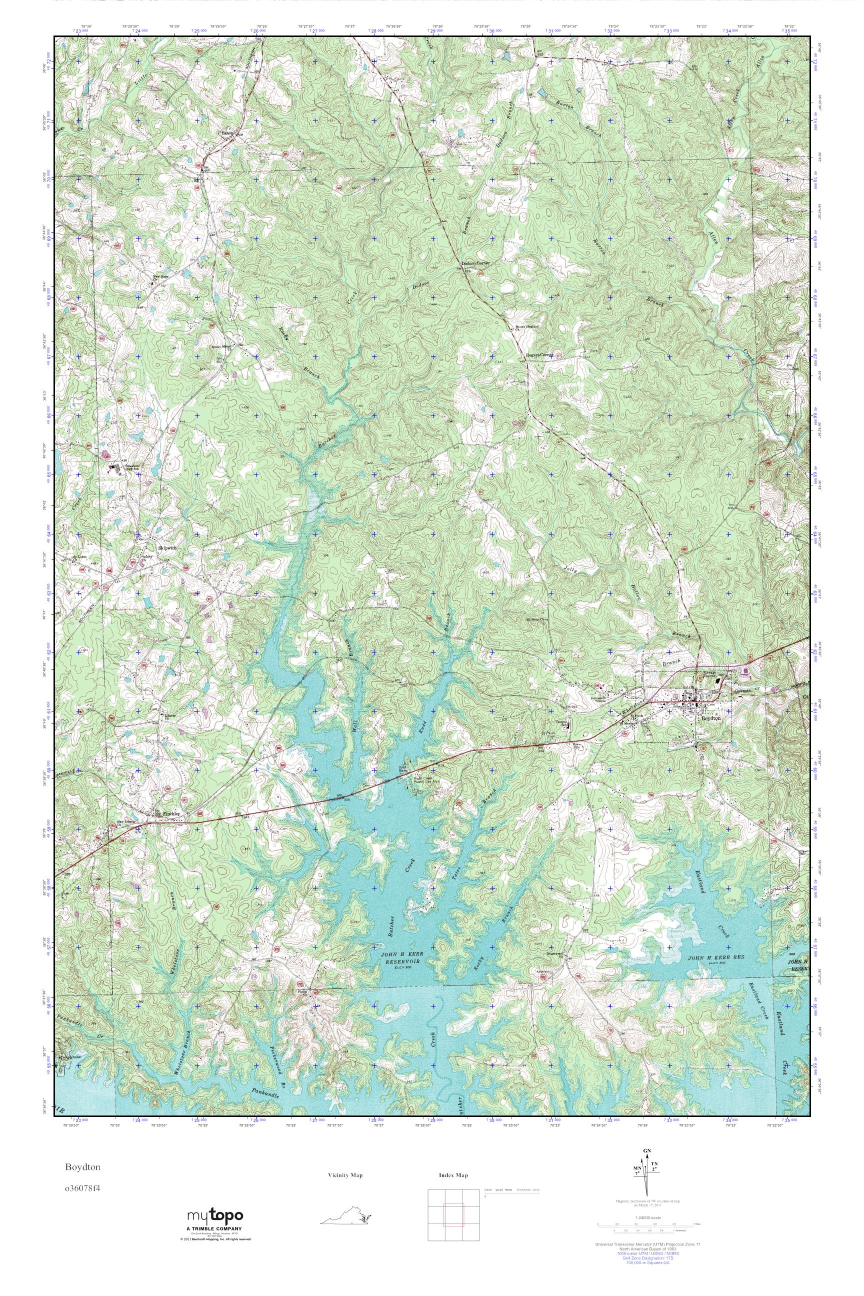 MyTopo Boydton, Virginia USGS Quad Topo Map
