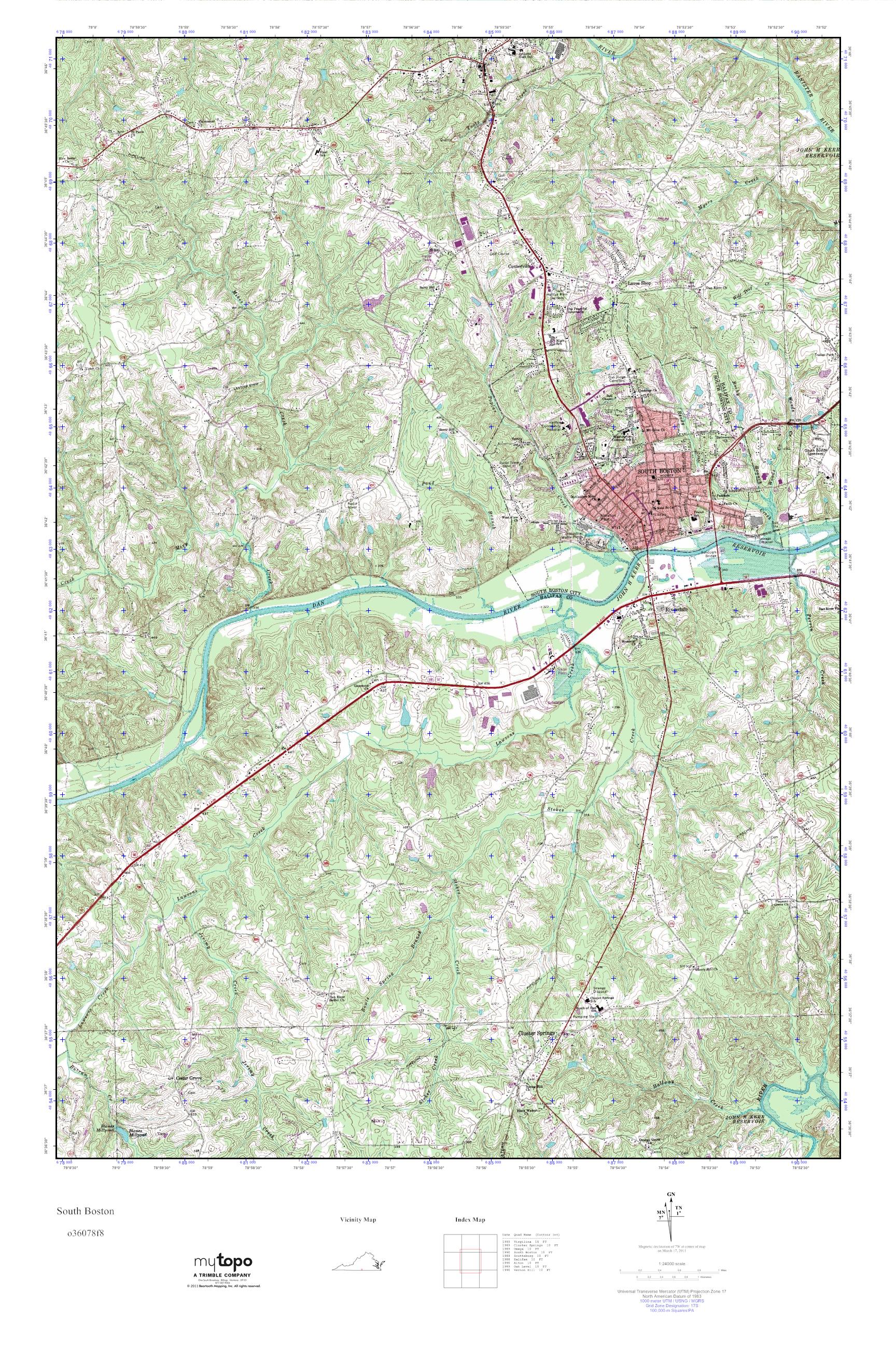 MyTopo South Boston, Virginia USGS Quad Topo Map