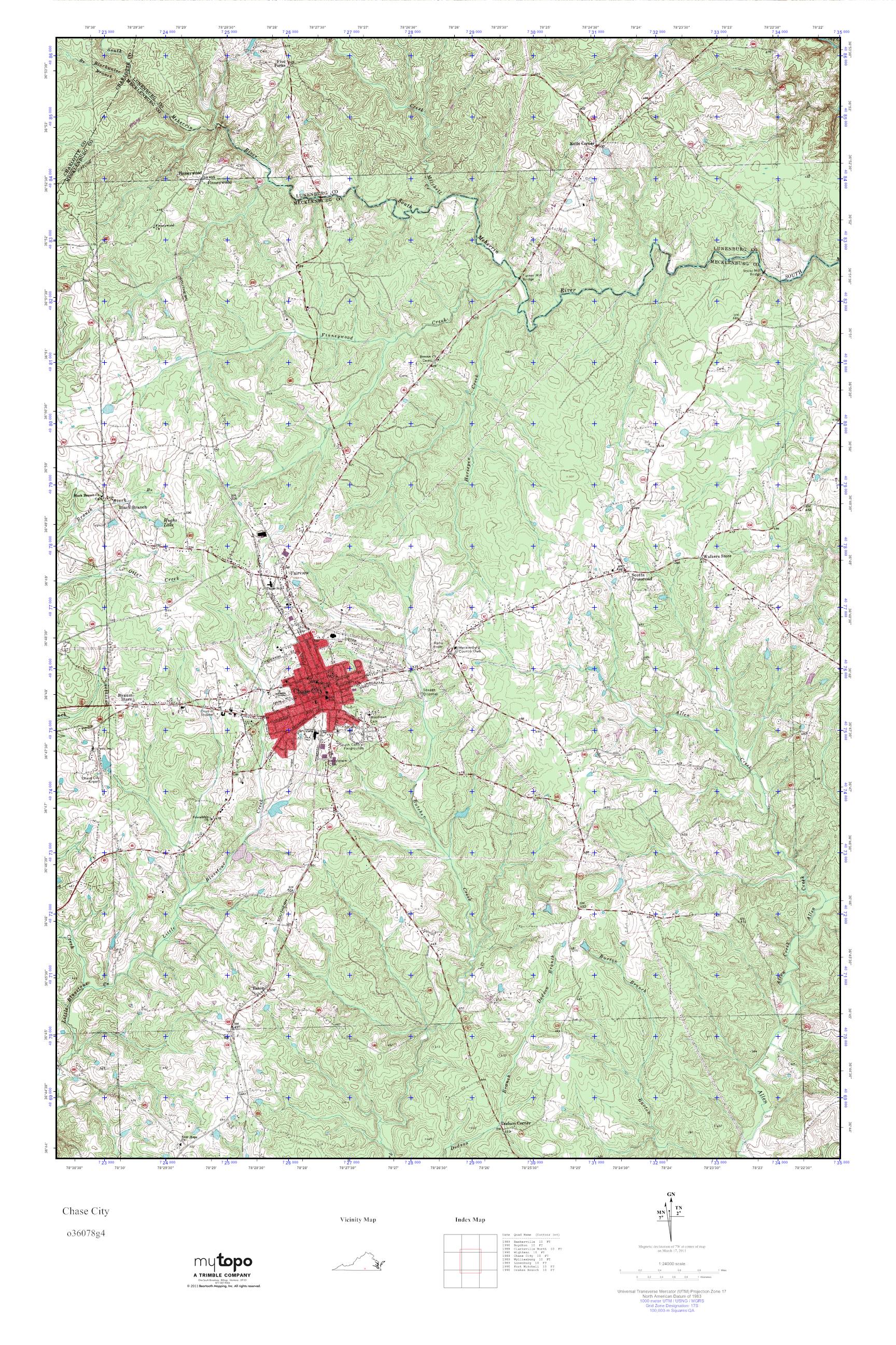 MyTopo Chase City, Virginia USGS Quad Topo Map