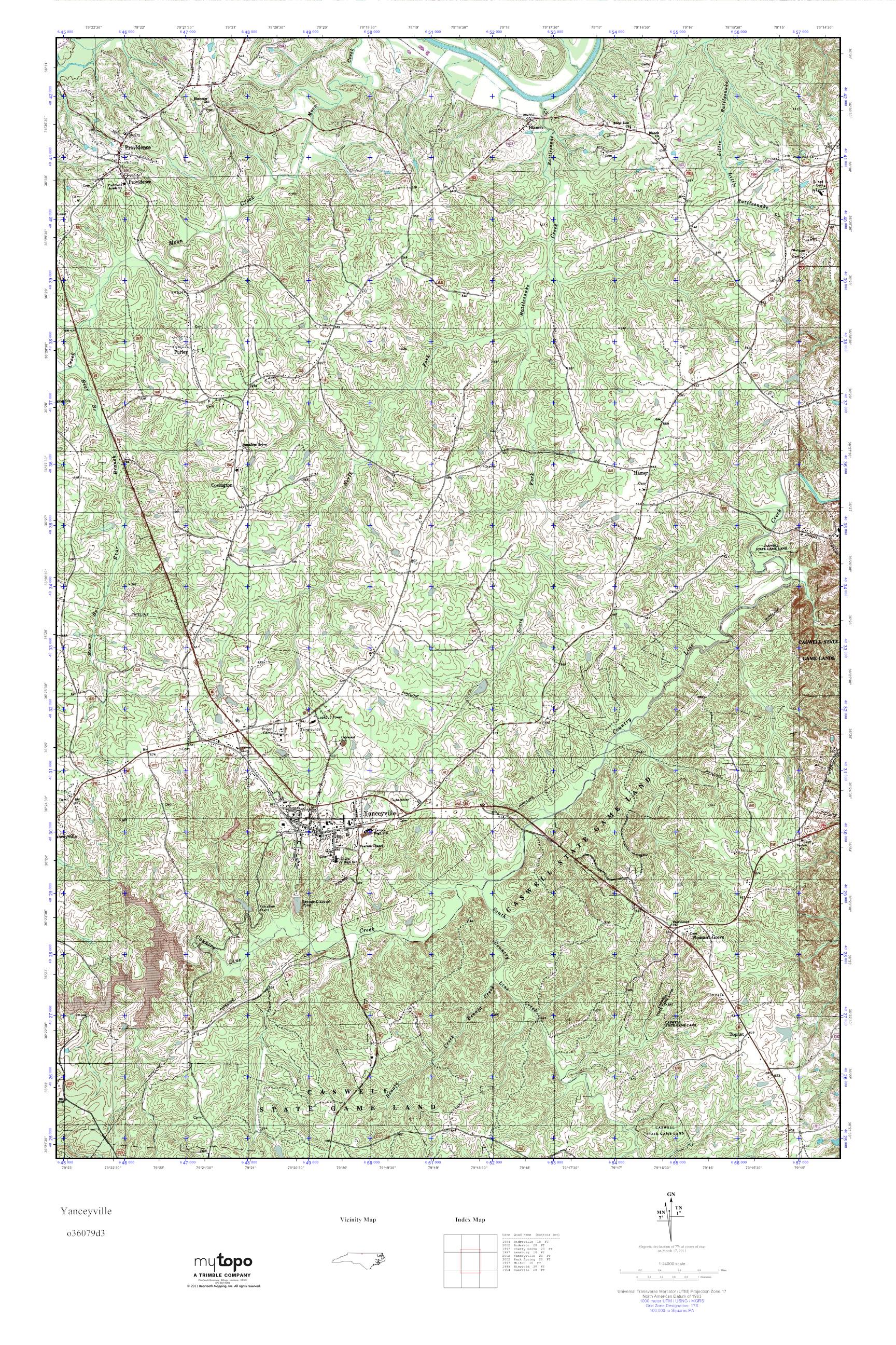 MyTopo Yanceyville, North Carolina USGS Quad Topo Map